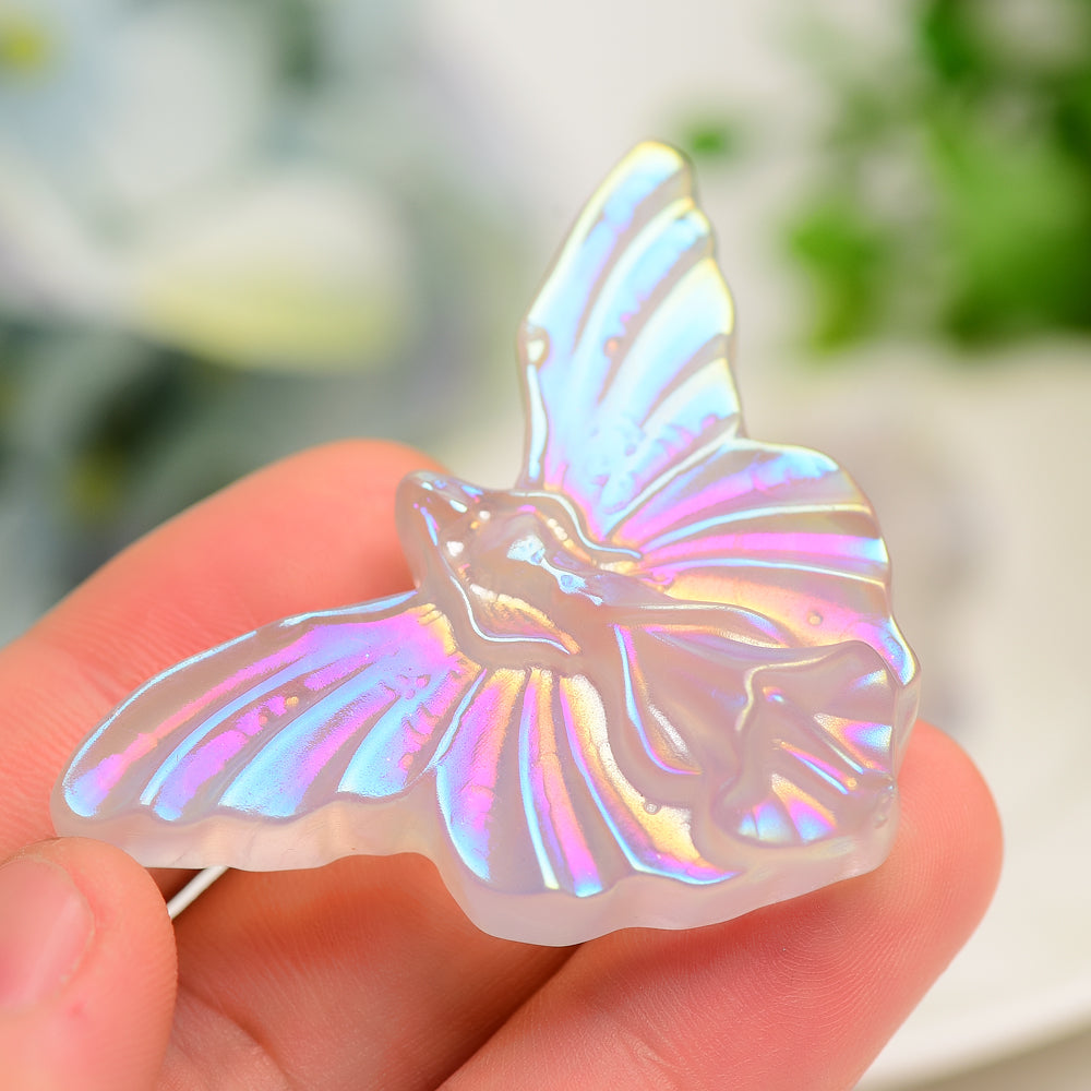 2.3" Clear Quartz Butterfly Crystal Carving for Healing