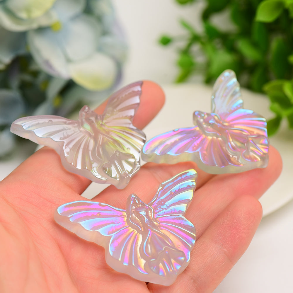 2.3" Clear Quartz Butterfly Crystal Carving for Healing