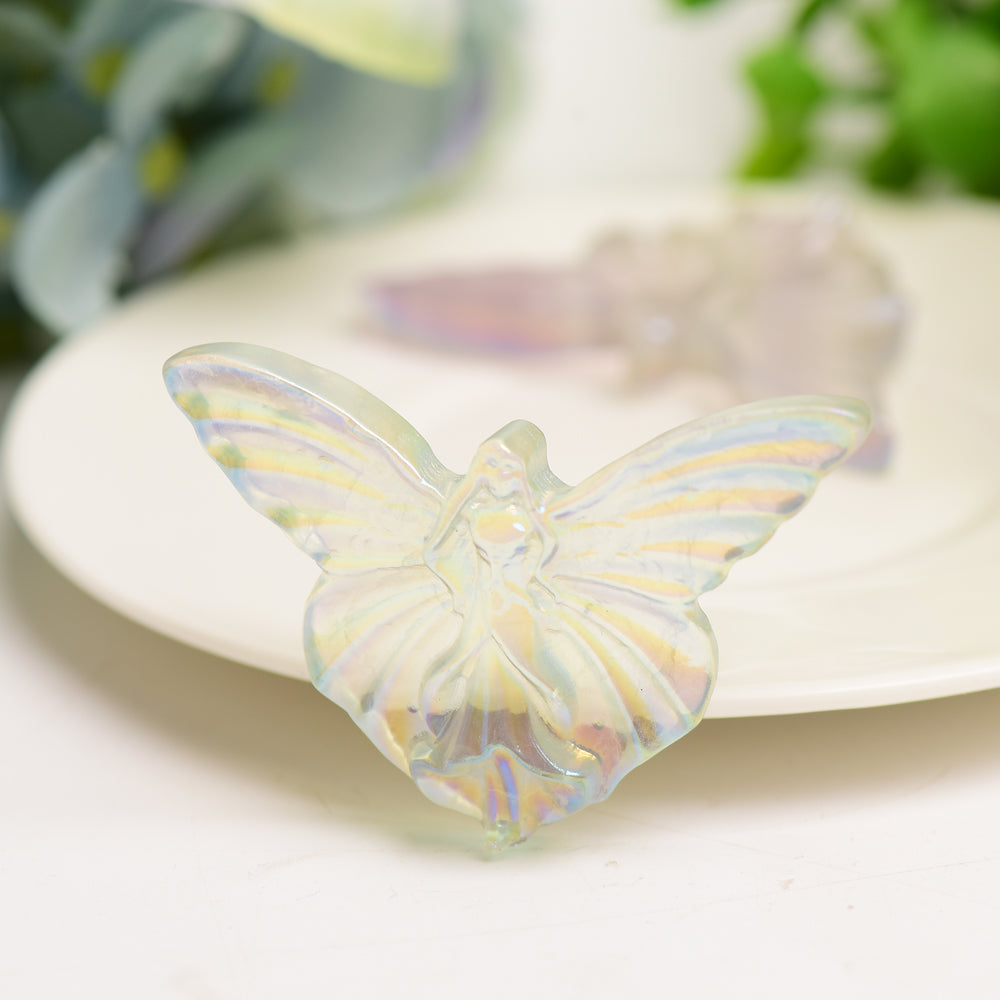 2.3" Clear Quartz Butterfly Crystal Carving for Healing