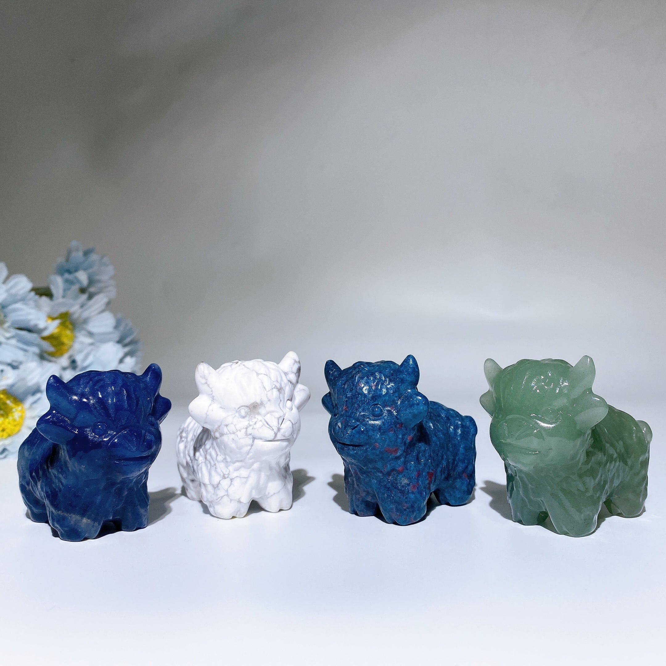 2.3" Hand Carved Crystal Cattle Figurine Healing Totem