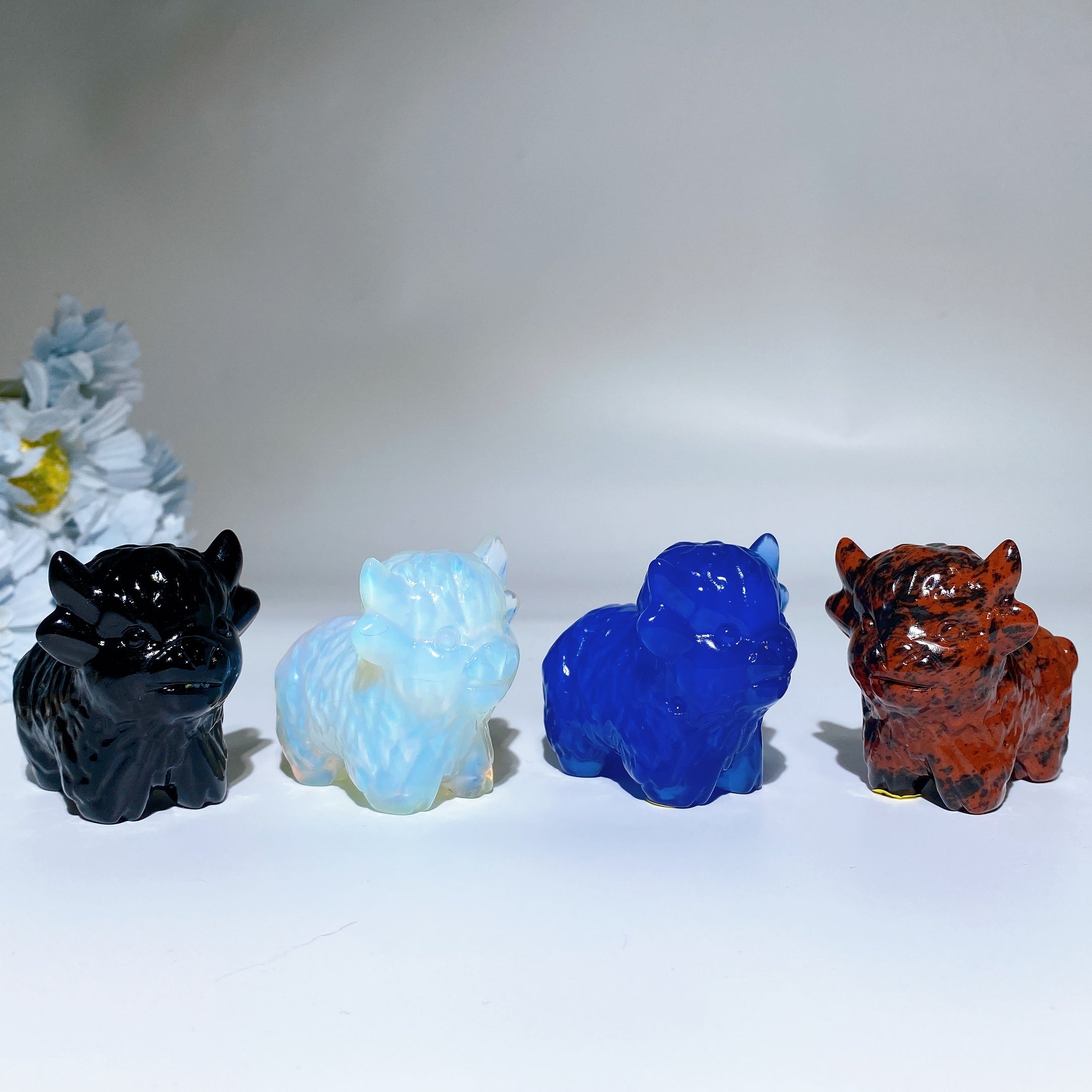 2.3" Hand Carved Crystal Cattle Figurine Healing Totem