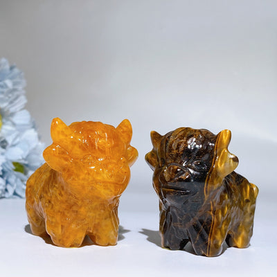 2.3" Hand Carved Crystal Cattle Figurine Healing Totem