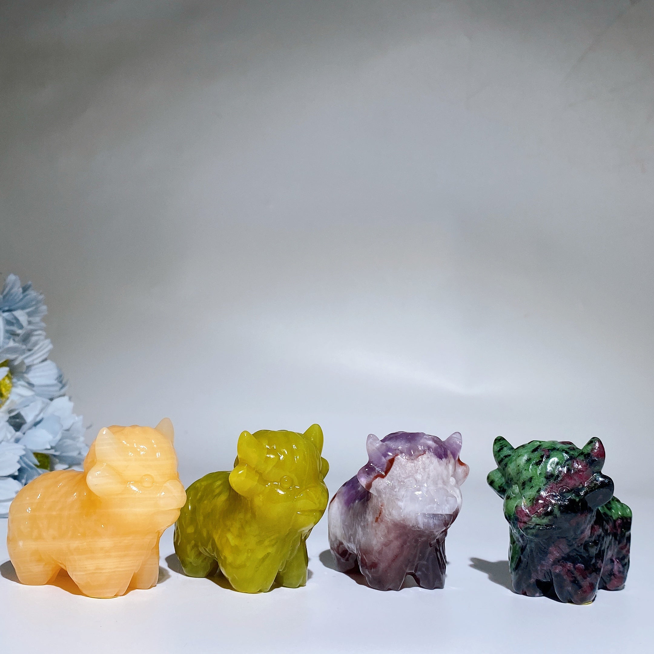 2.3" Hand Carved Crystal Cattle Figurine Healing Totem