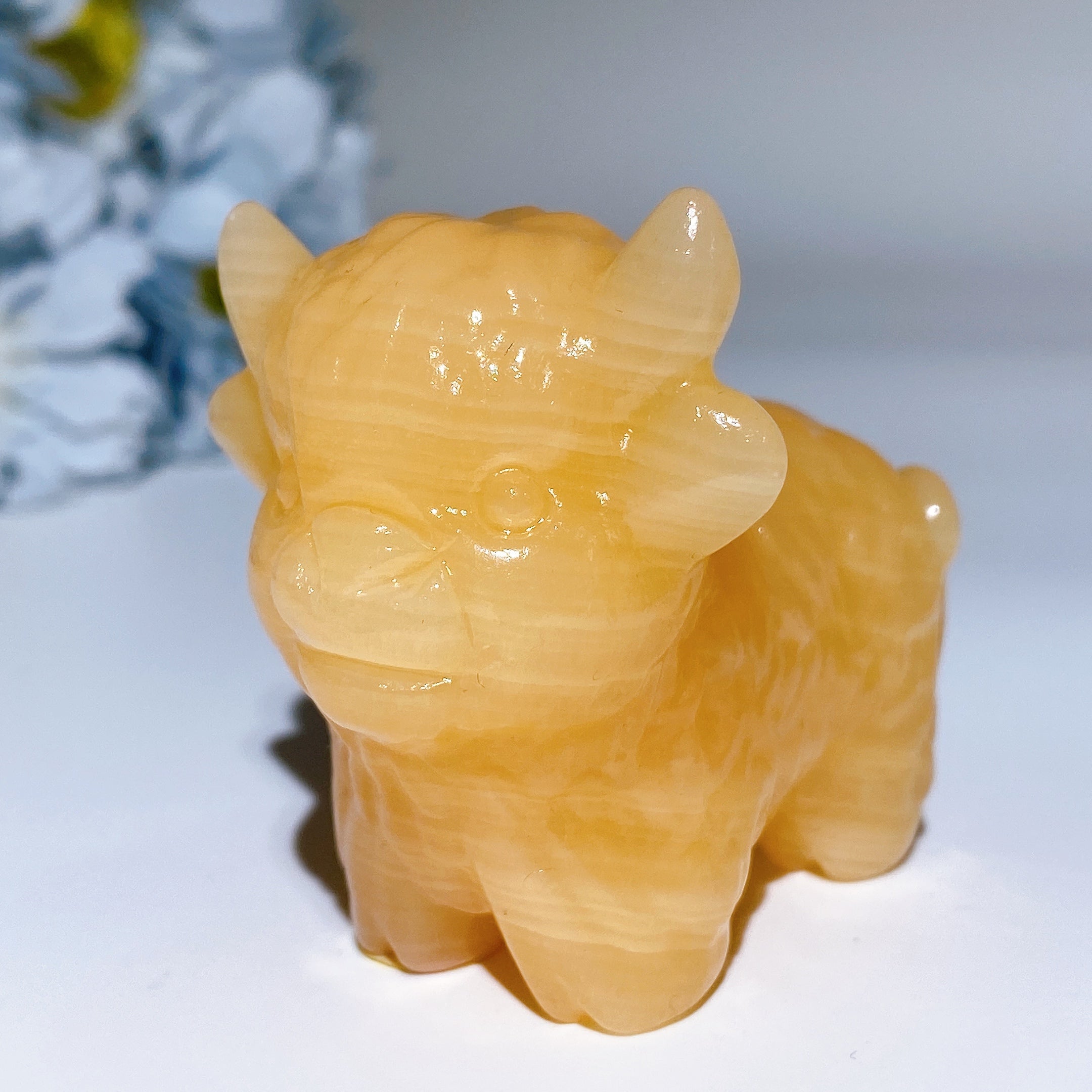 2.3" Hand Carved Crystal Cattle Figurine Healing Totem