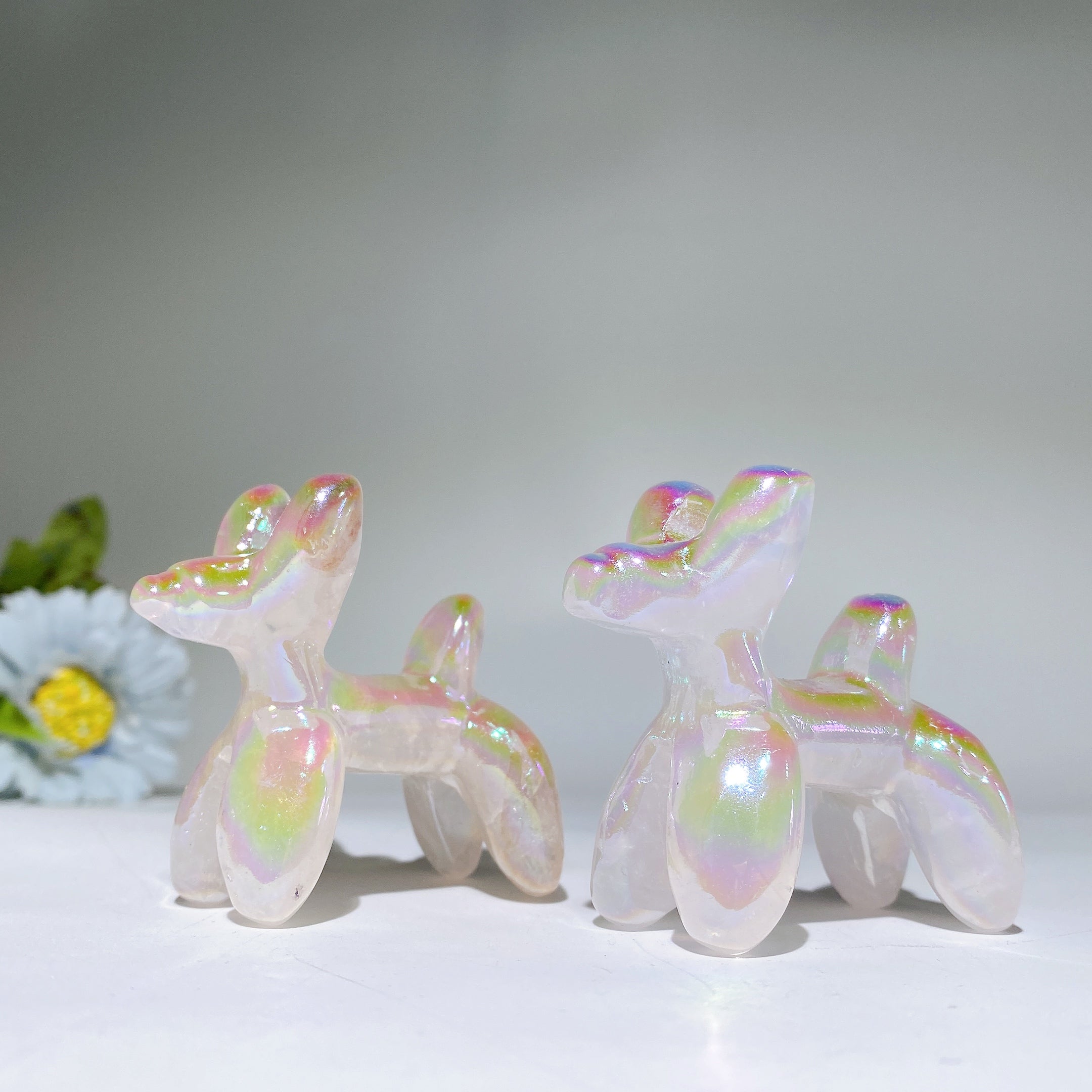 2.3-inch Angel Aura Crystal Dog Carving for Healing