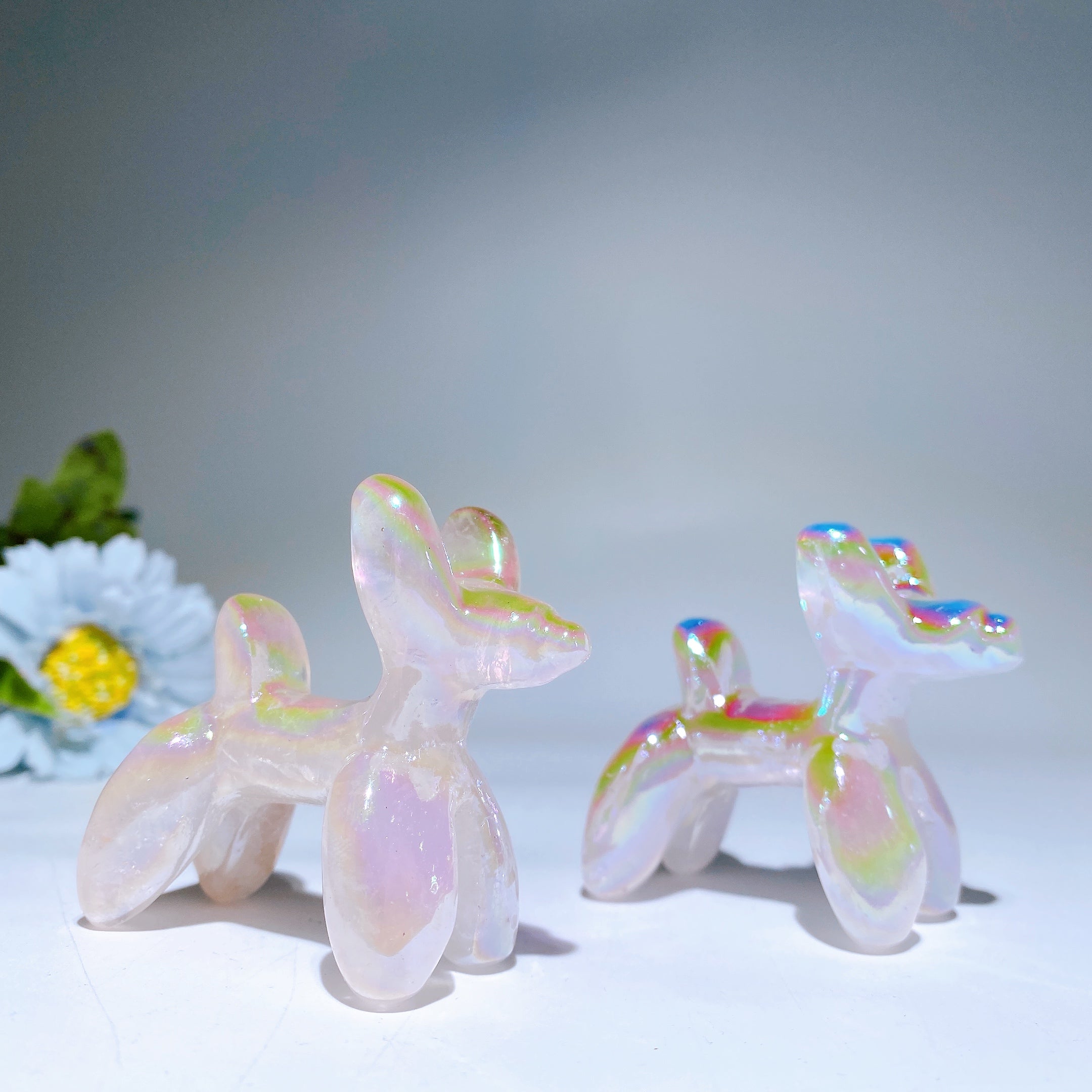 2.3-inch Angel Aura Crystal Dog Carving for Healing