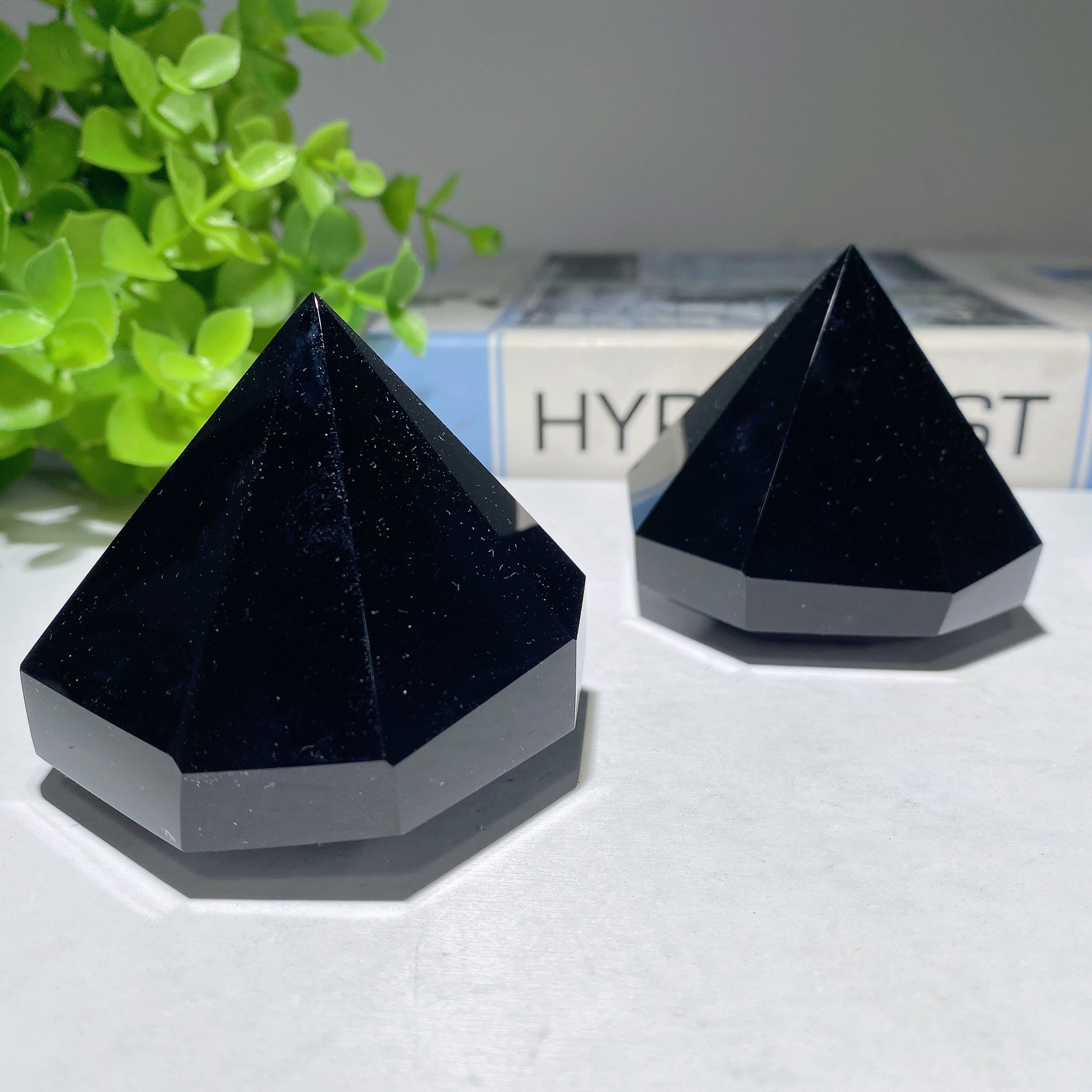 2.3 Inch Black Obsidian Diamond Crystal Carvings