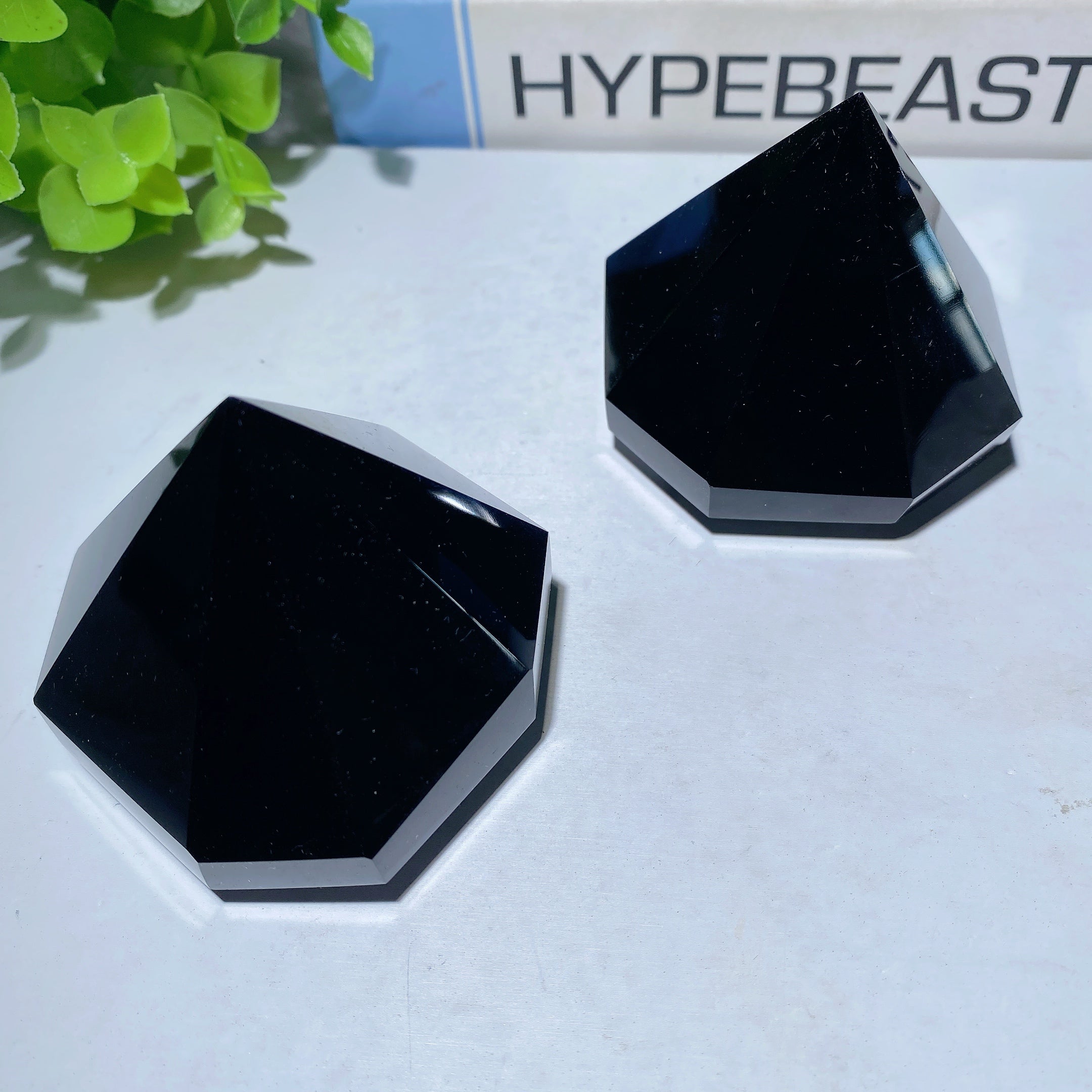 2.3 Inch Black Obsidian Diamond Crystal Carvings