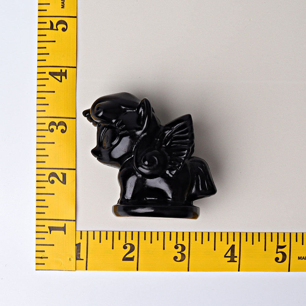 2.3-Inch Black Obsidian Unicorn Crystal Carving