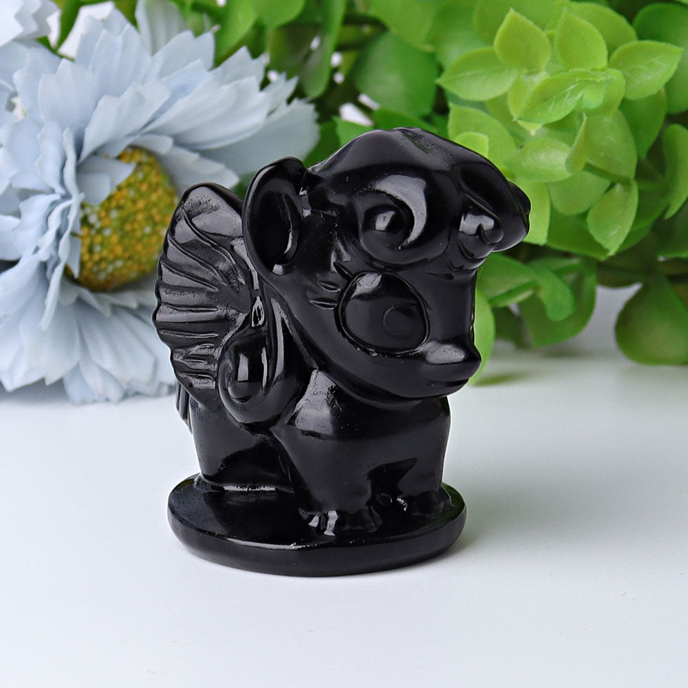 2.3-Inch Black Obsidian Unicorn Crystal Carving