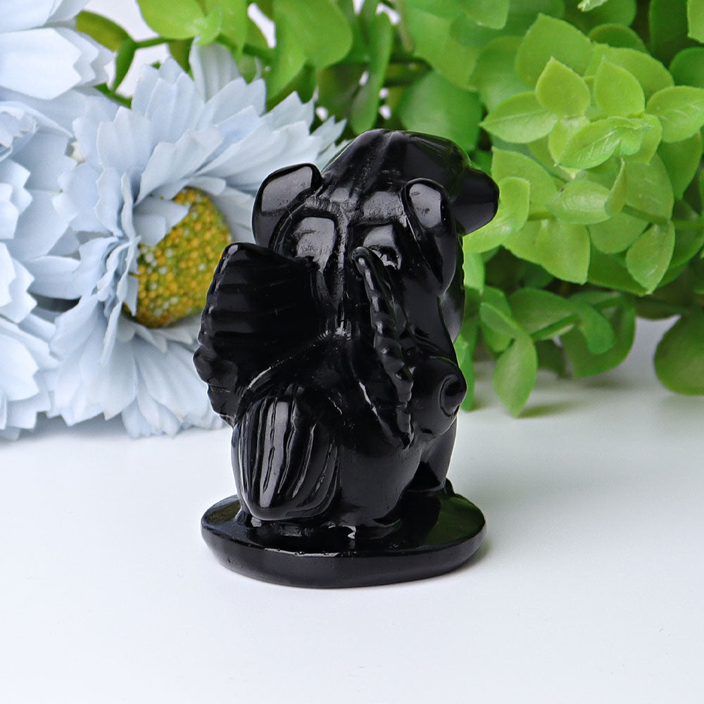 2.3-Inch Black Obsidian Unicorn Crystal Carving