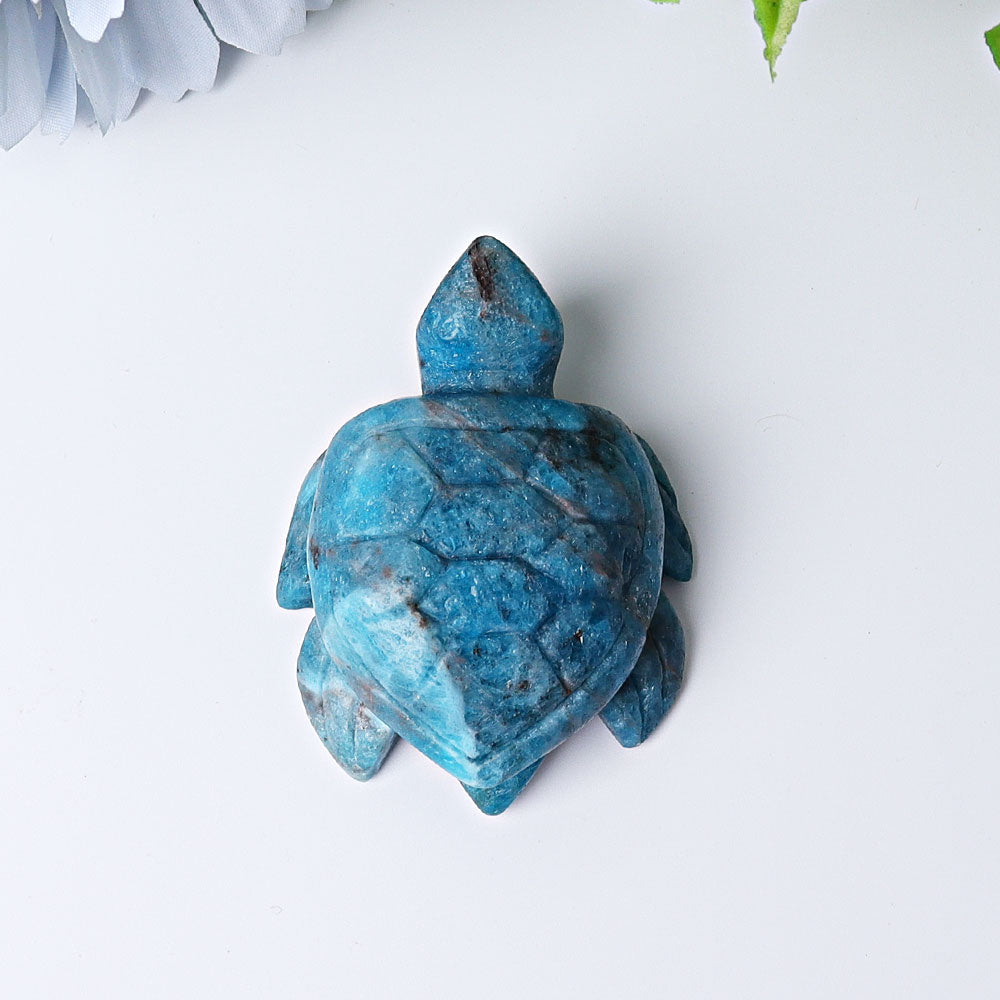 2.3 inch Blue Apatite Sea Turtle Crystal Carving for Prosperity & Protection
