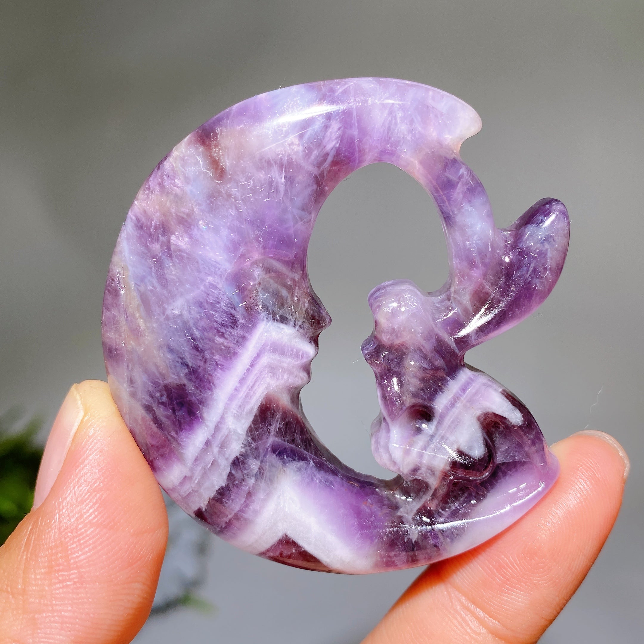 2.3 Inch Dream Amethyst Moon Fairy Crystal Figurine