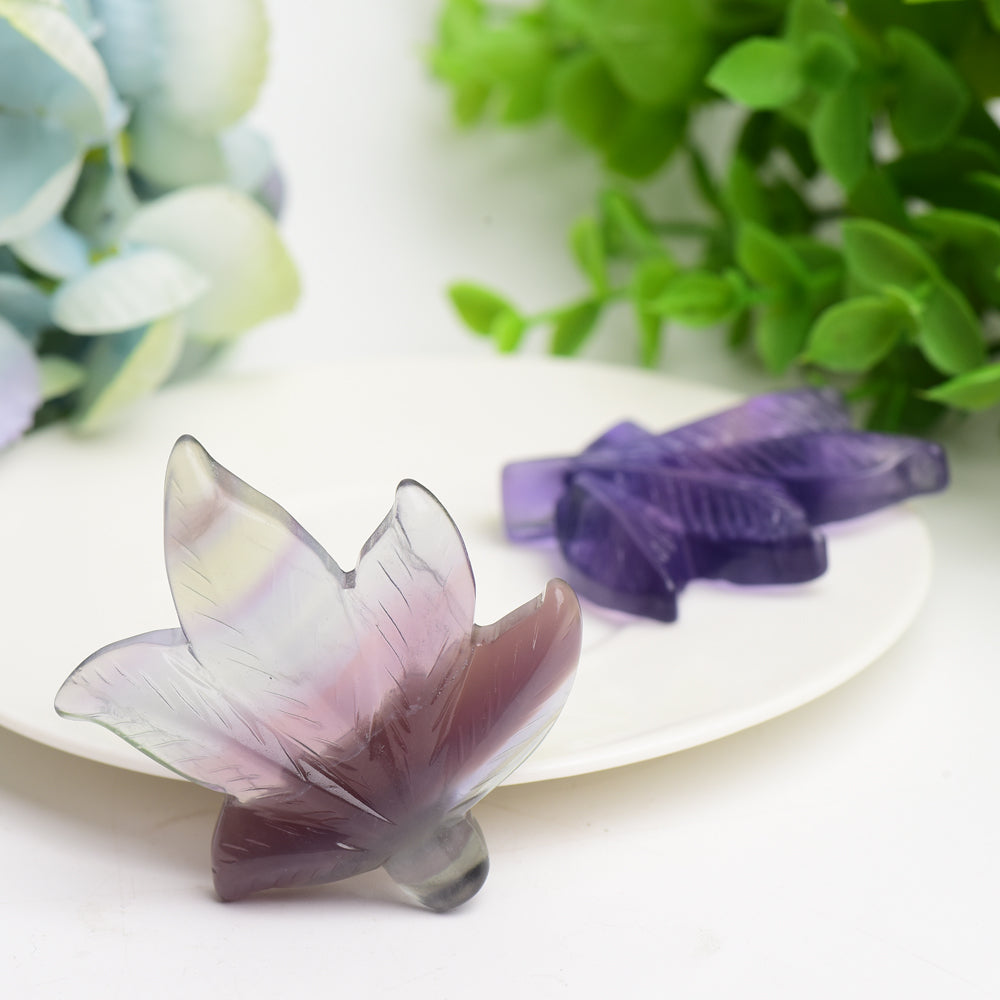 2.3 Inch Fluorite Maple Leaf Crystal Carving