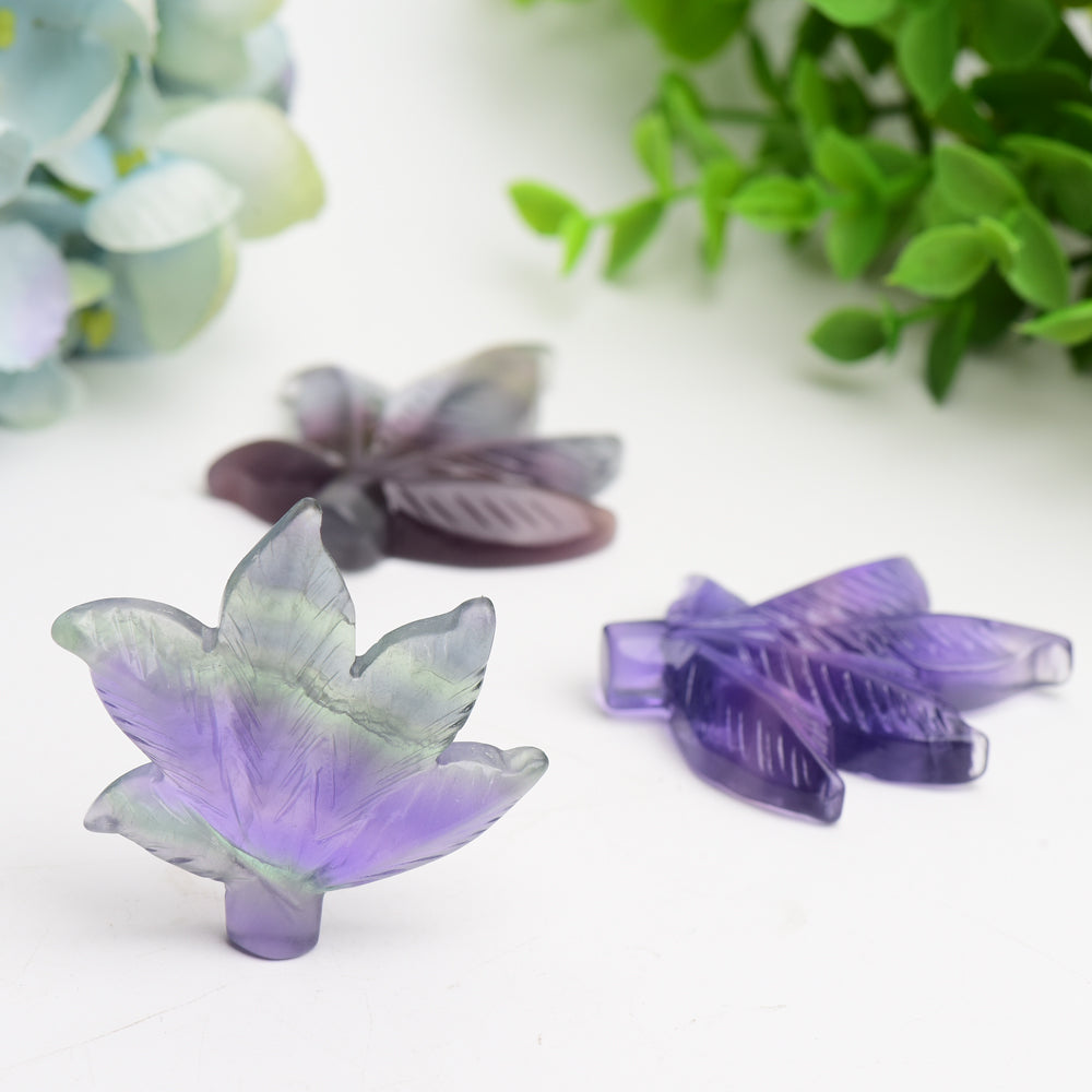 2.3 Inch Fluorite Maple Leaf Crystal Carving
