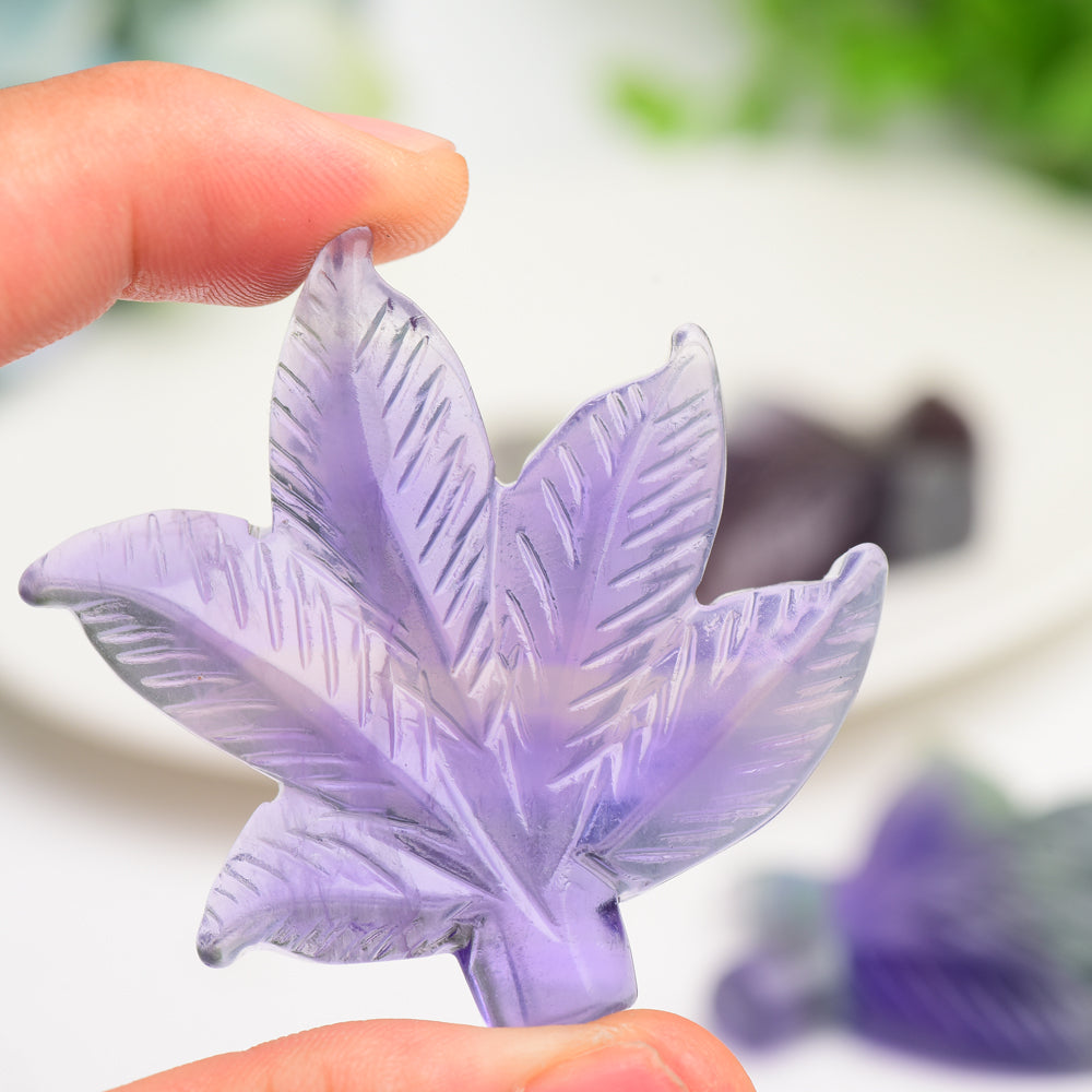 2.3 Inch Fluorite Maple Leaf Crystal Carving