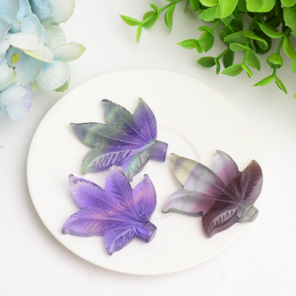 2.3 Inch Fluorite Maple Leaf Crystal Carving