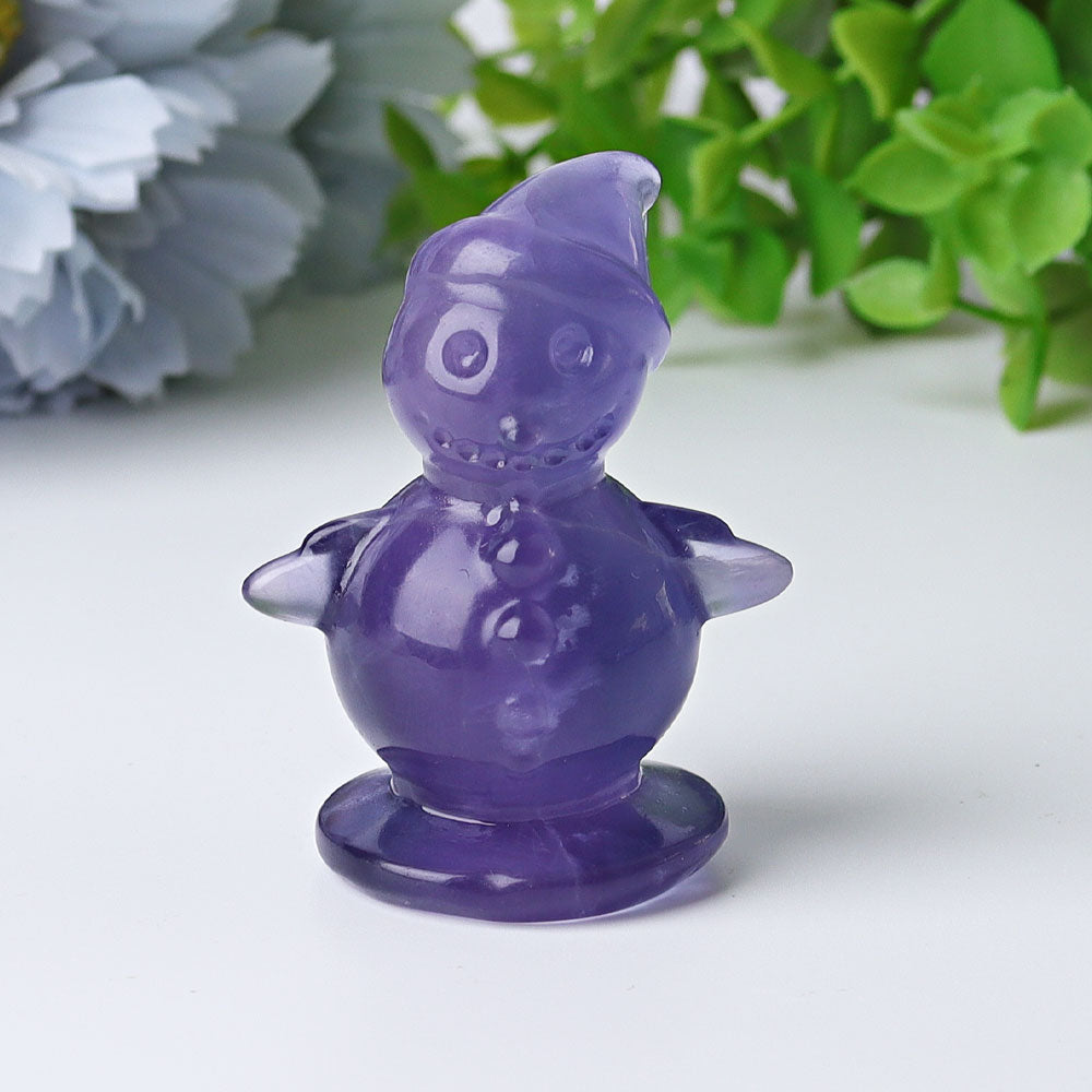 2.3-inch Fluorite Snowman Crystal Figurine Carving