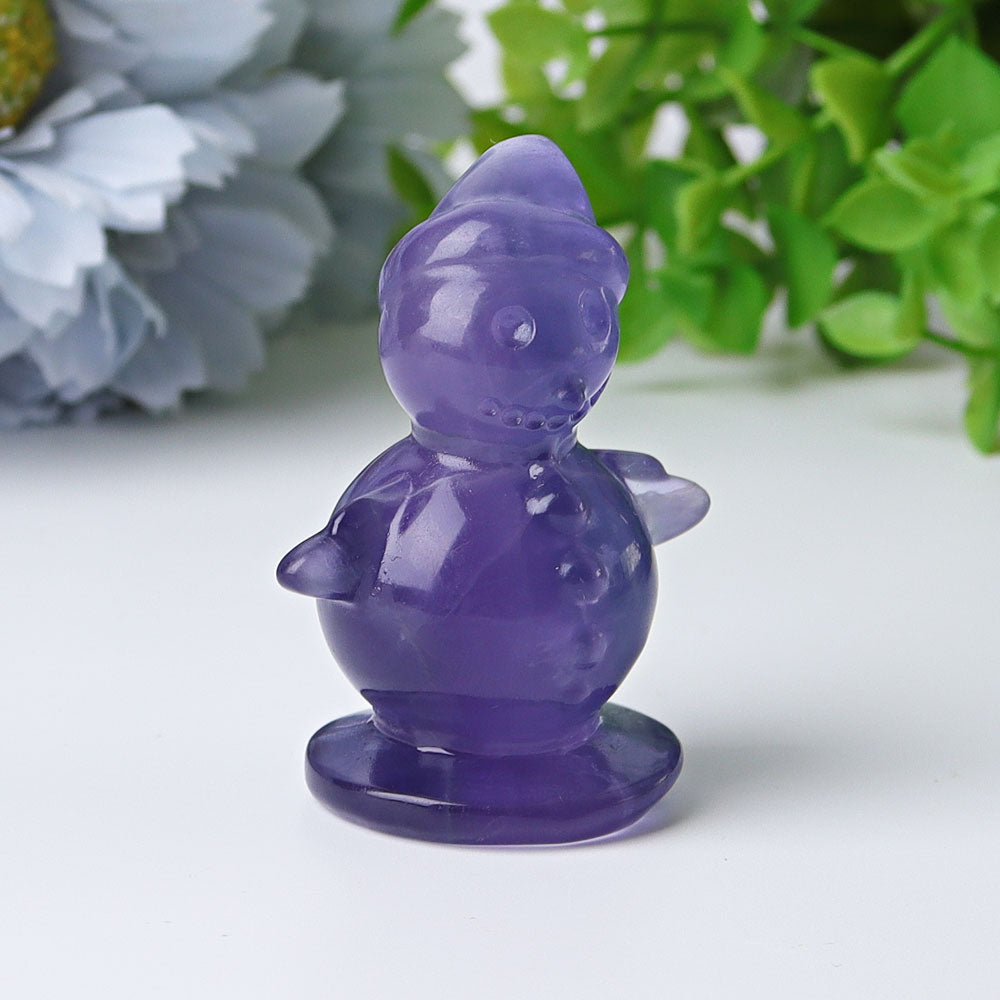 2.3-inch Fluorite Snowman Crystal Figurine Carving