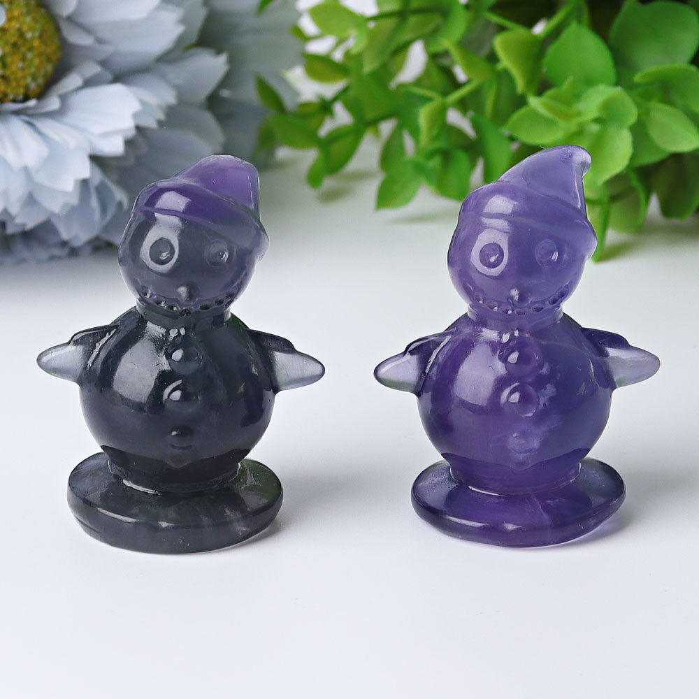 2.3-inch Fluorite Snowman Crystal Figurine Carving