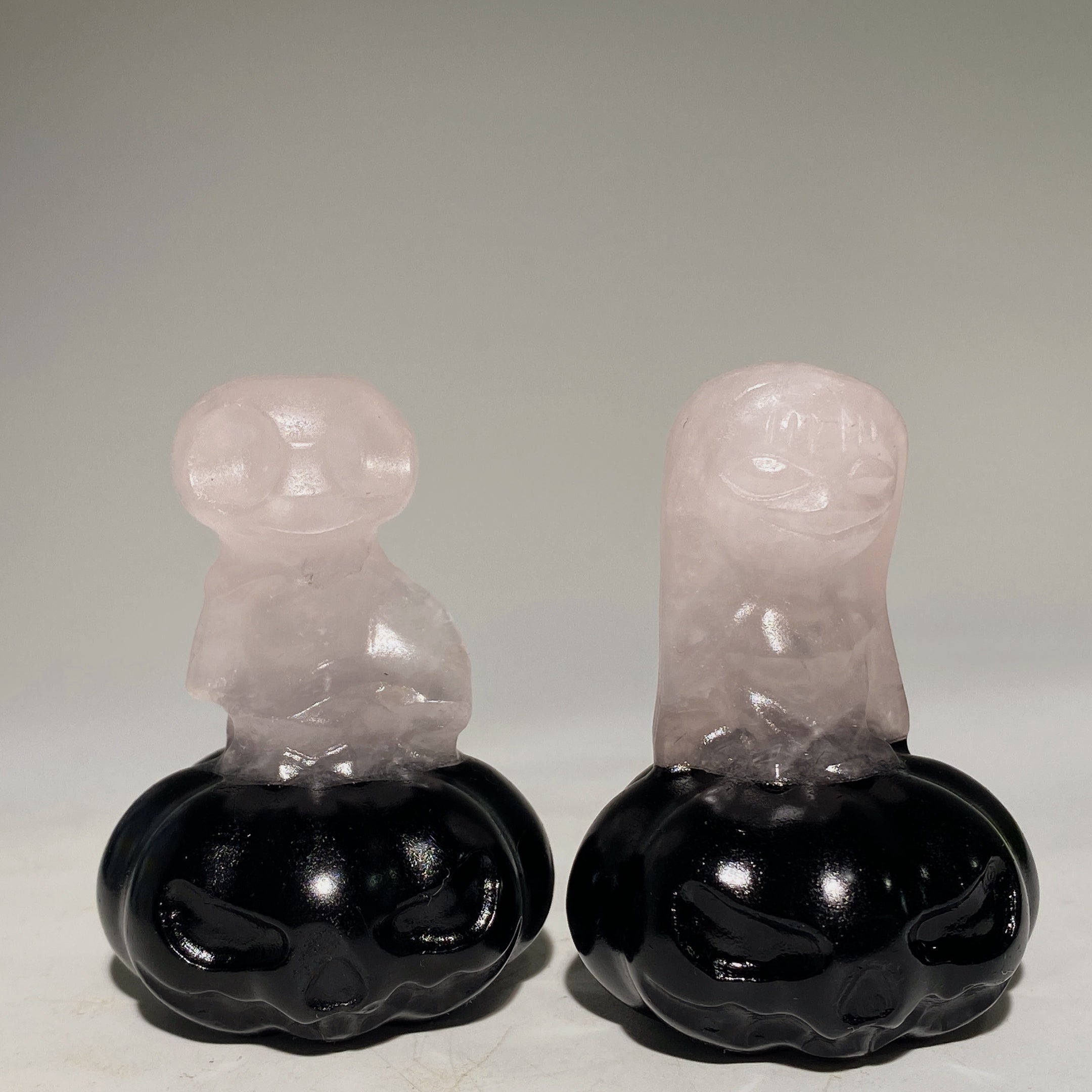 2.3-inch Jack Sally Crystal Figurines with Orange Calcite Pumpkin