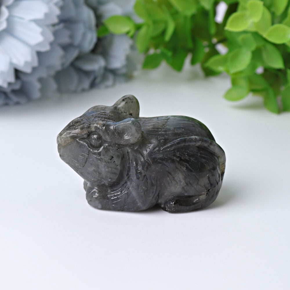 2.3 inch Labradorite Crystal Mouse Carving Figurine
