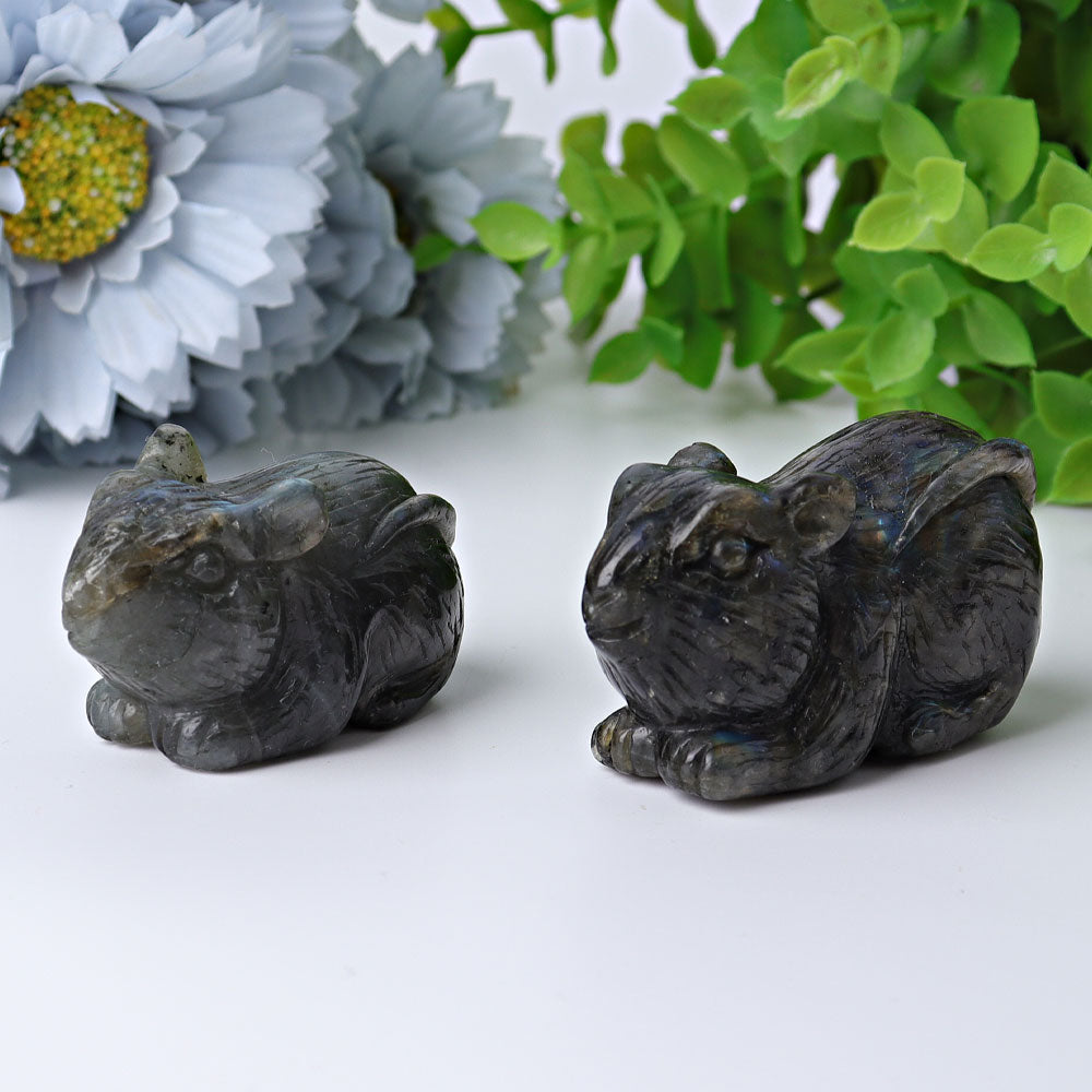 2.3 inch Labradorite Crystal Mouse Carving Figurine