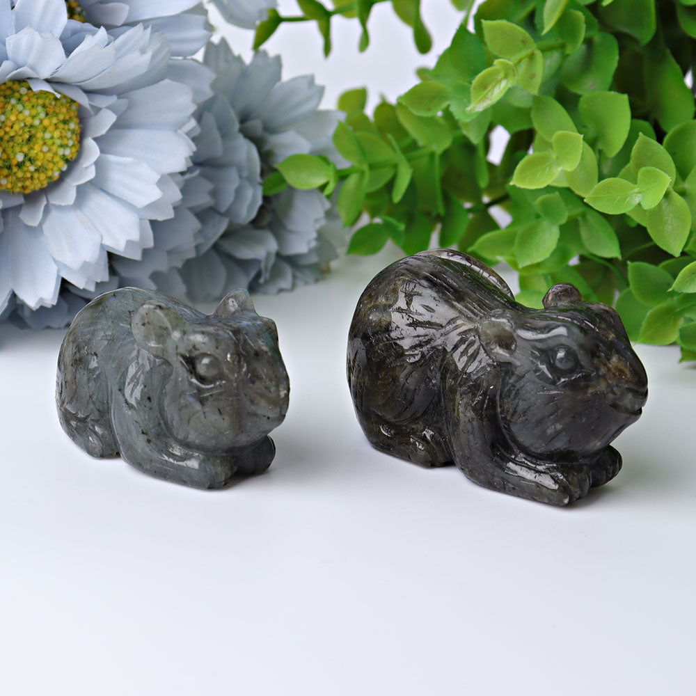 2.3 inch Labradorite Crystal Mouse Carving Figurine