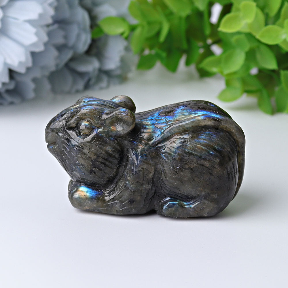 2.3 inch Labradorite Crystal Mouse Carving Figurine