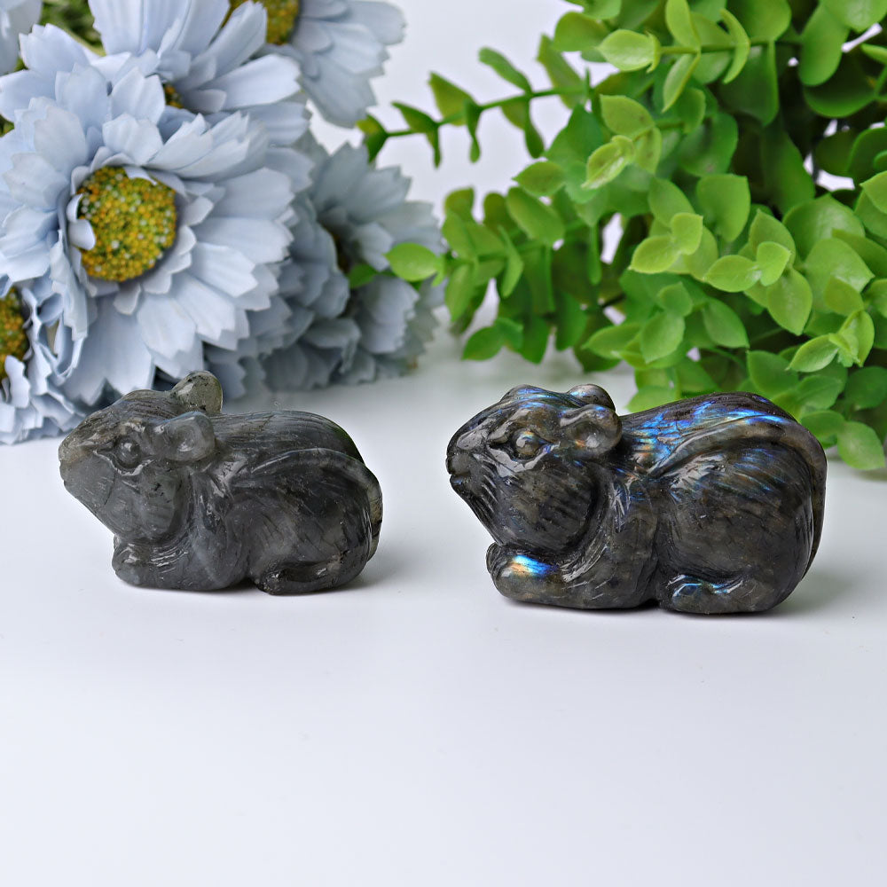 2.3 inch Labradorite Crystal Mouse Carving Figurine