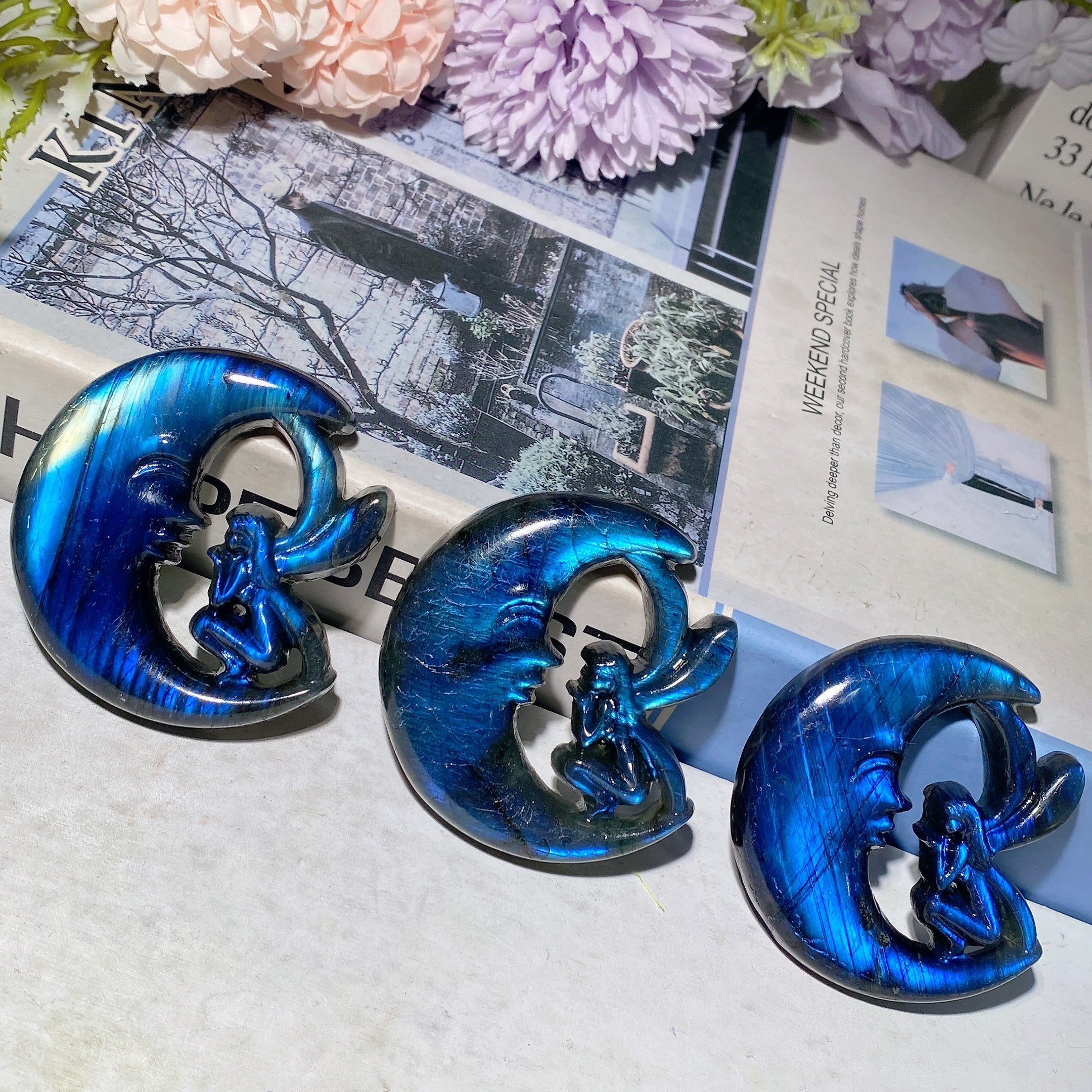 2.3 inch Labradorite Moon Fairy Crystal Figurine