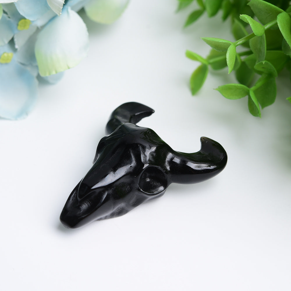 2.3 inch Mixed Crystal Bull Head Carving for Healing