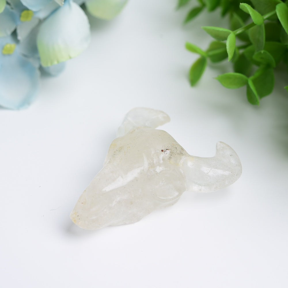 2.3 inch Mixed Crystal Bull Head Carving for Healing