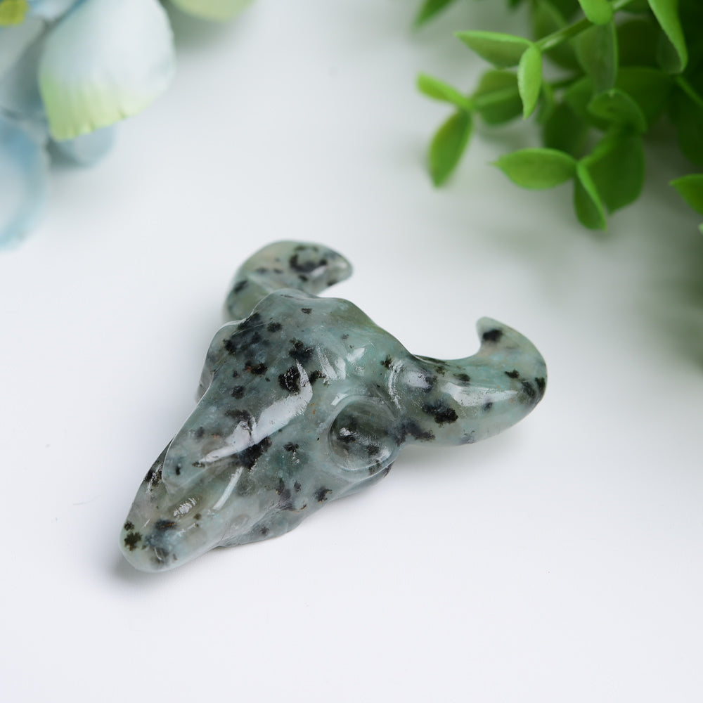 2.3 inch Mixed Crystal Bull Head Carving for Healing