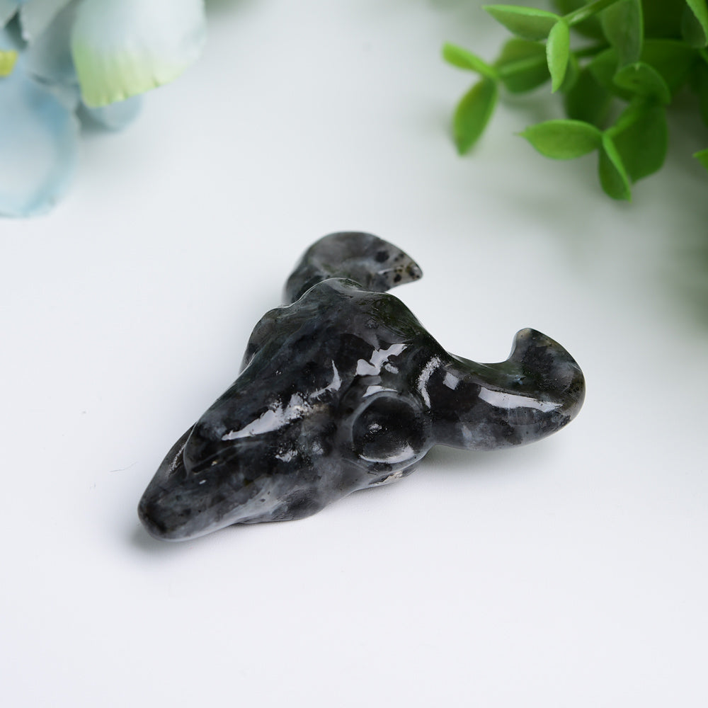 2.3 inch Mixed Crystal Bull Head Carving for Healing
