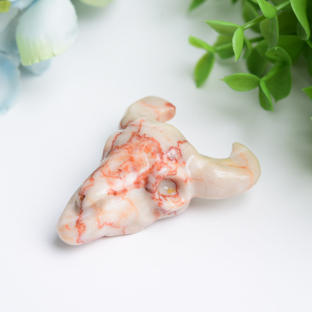 2.3 inch Mixed Crystal Bull Head Carving for Healing