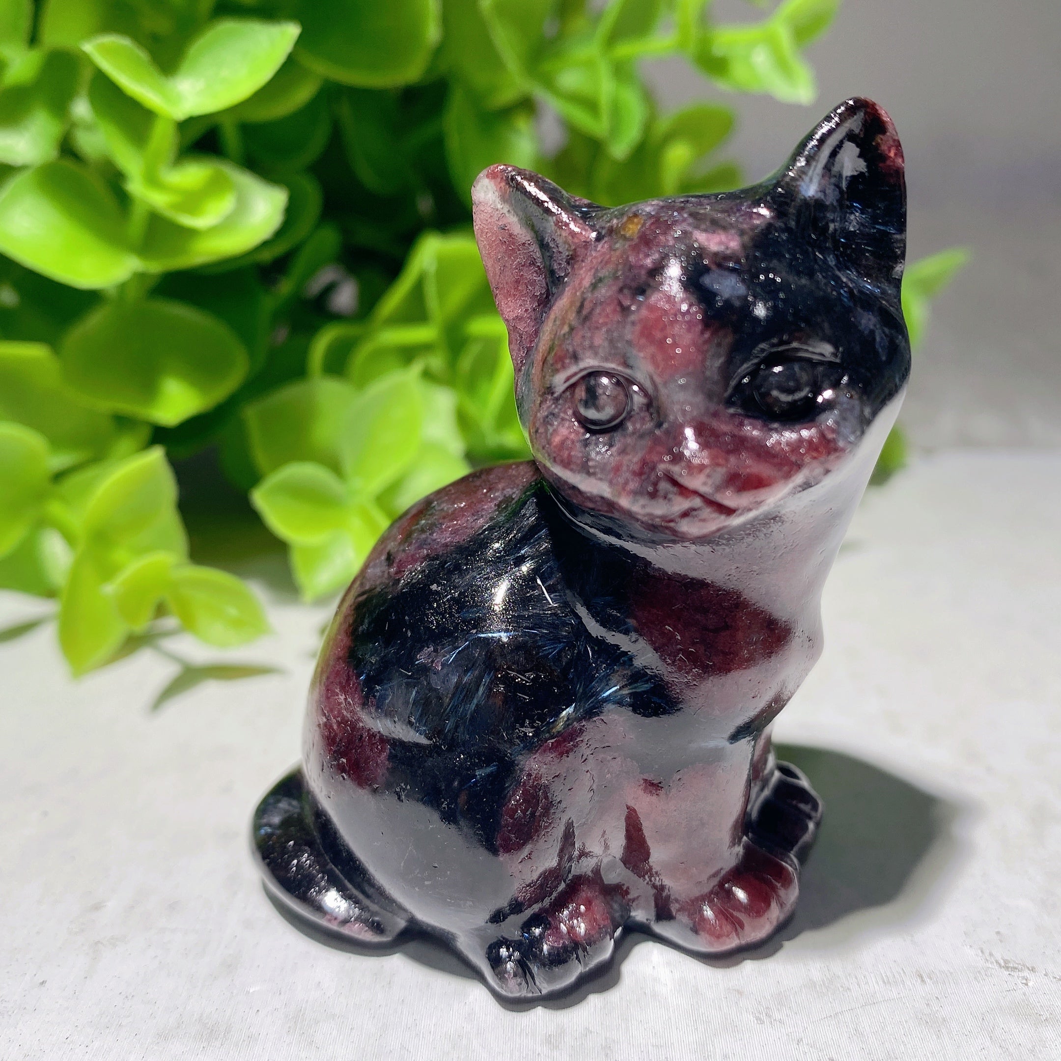 2.3-inch Mixed Crystal Cat Carvings for Healing & Decor