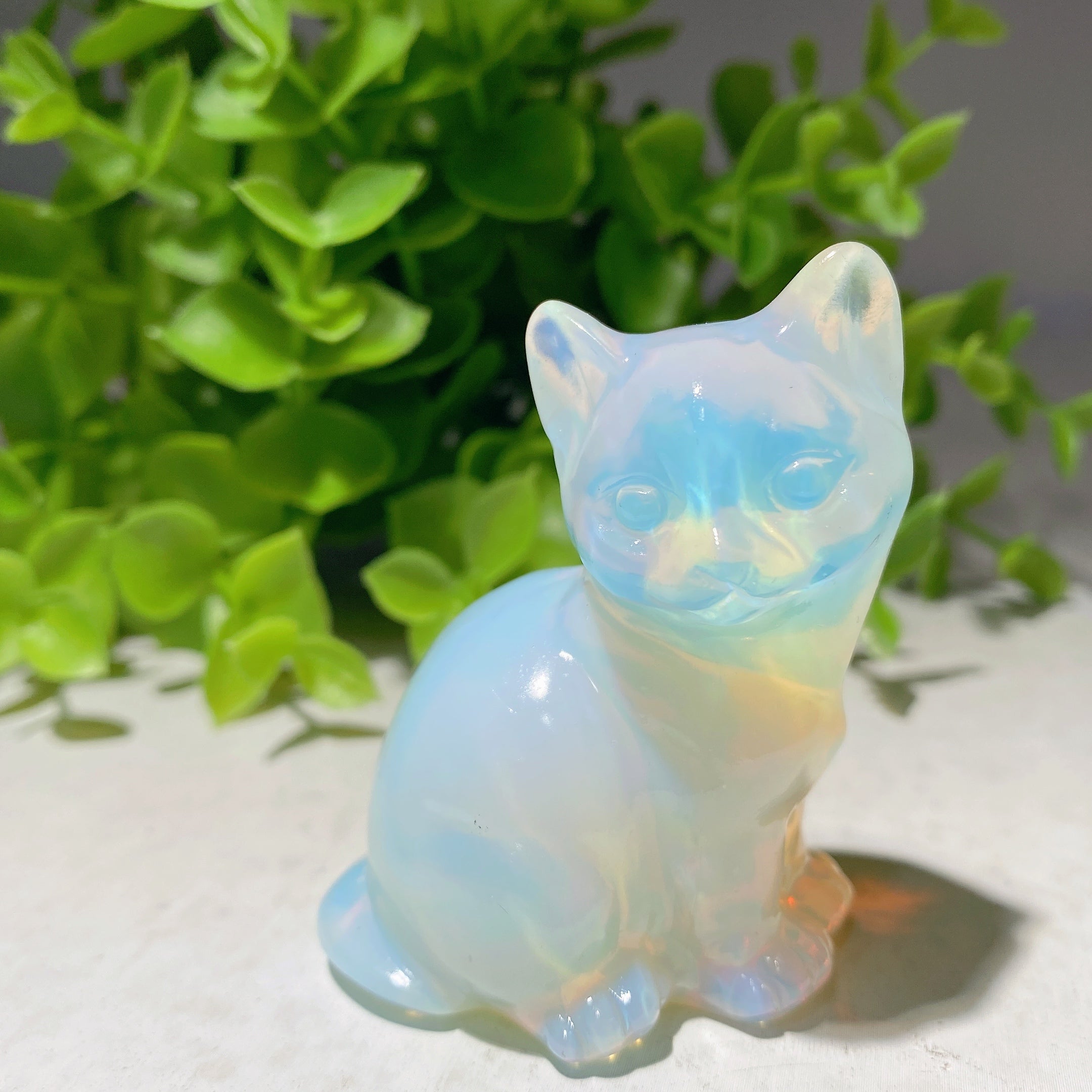 2.3-inch Mixed Crystal Cat Carvings for Healing & Decor