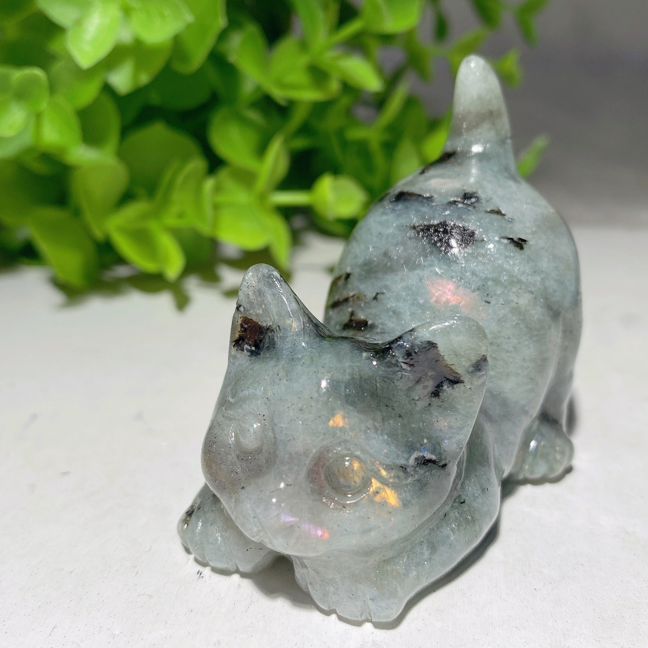 2.3 inch Mixed Crystal Cat Figurines for Healing & Decor
