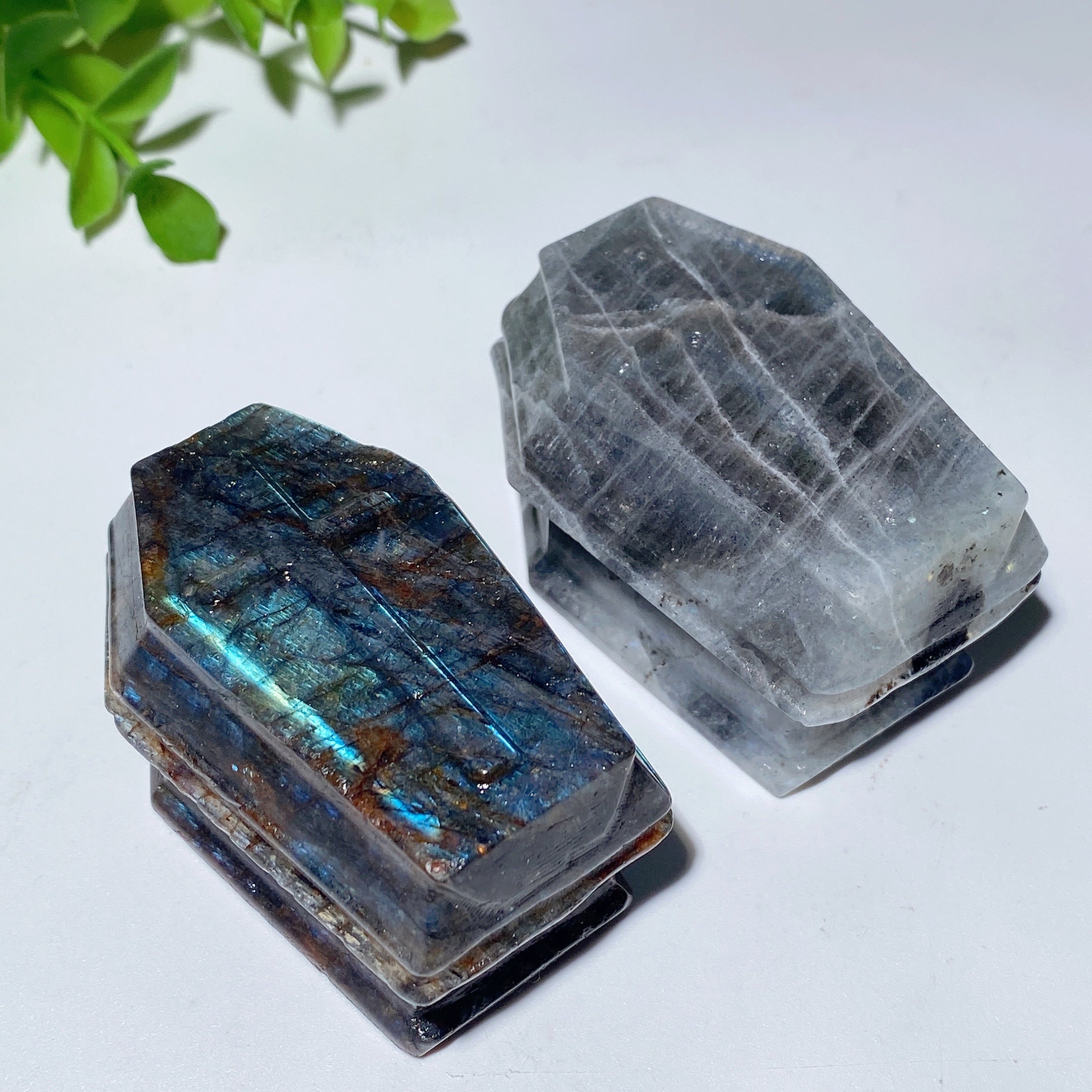 2.3-inch Mixed Crystal Coffin Carvings for Healing & Energy
