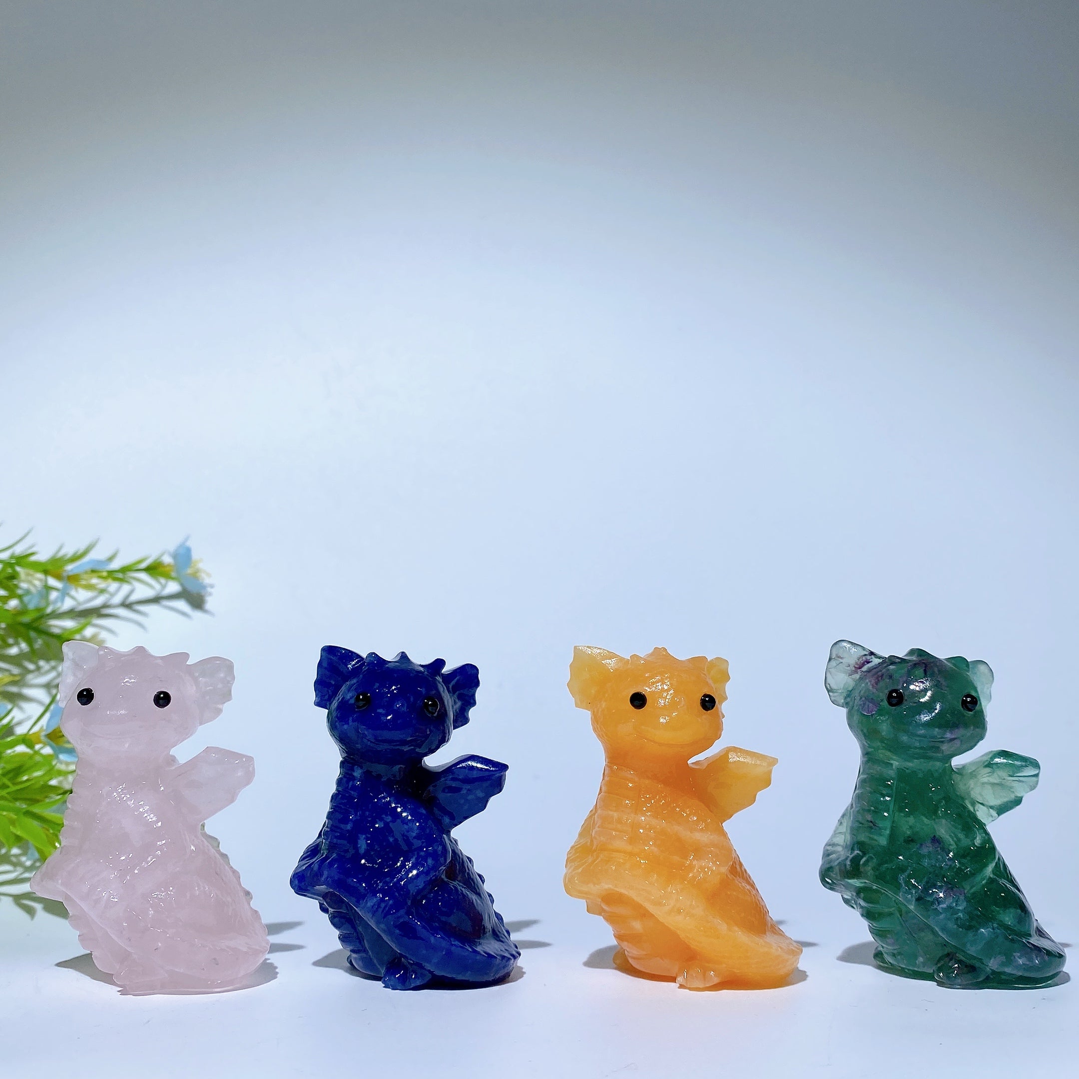 2.3 Inch Mixed Crystal Dragon Figurines for Healing Energy