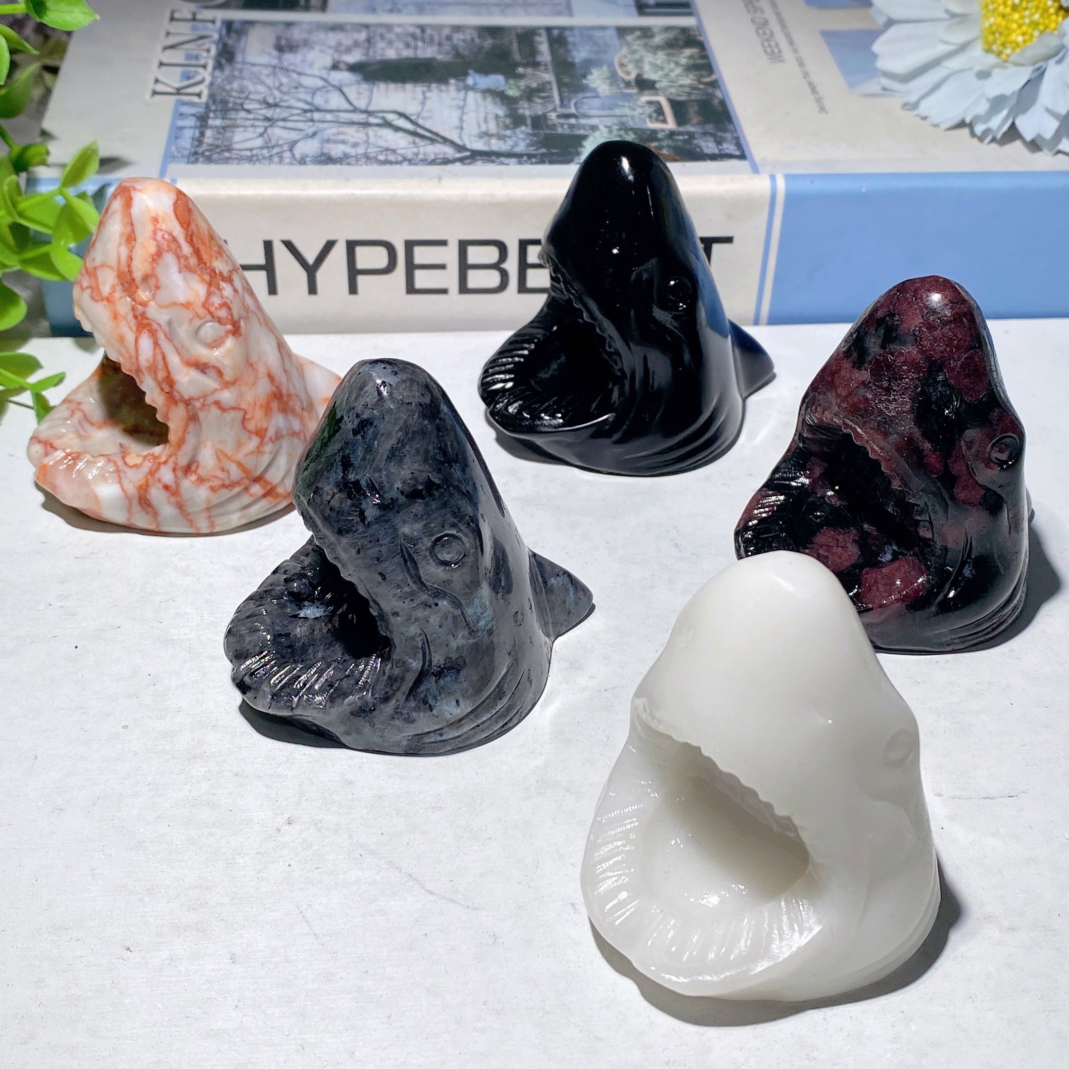 2.3 inch Mixed Crystal Shark's Head Carving Figurine