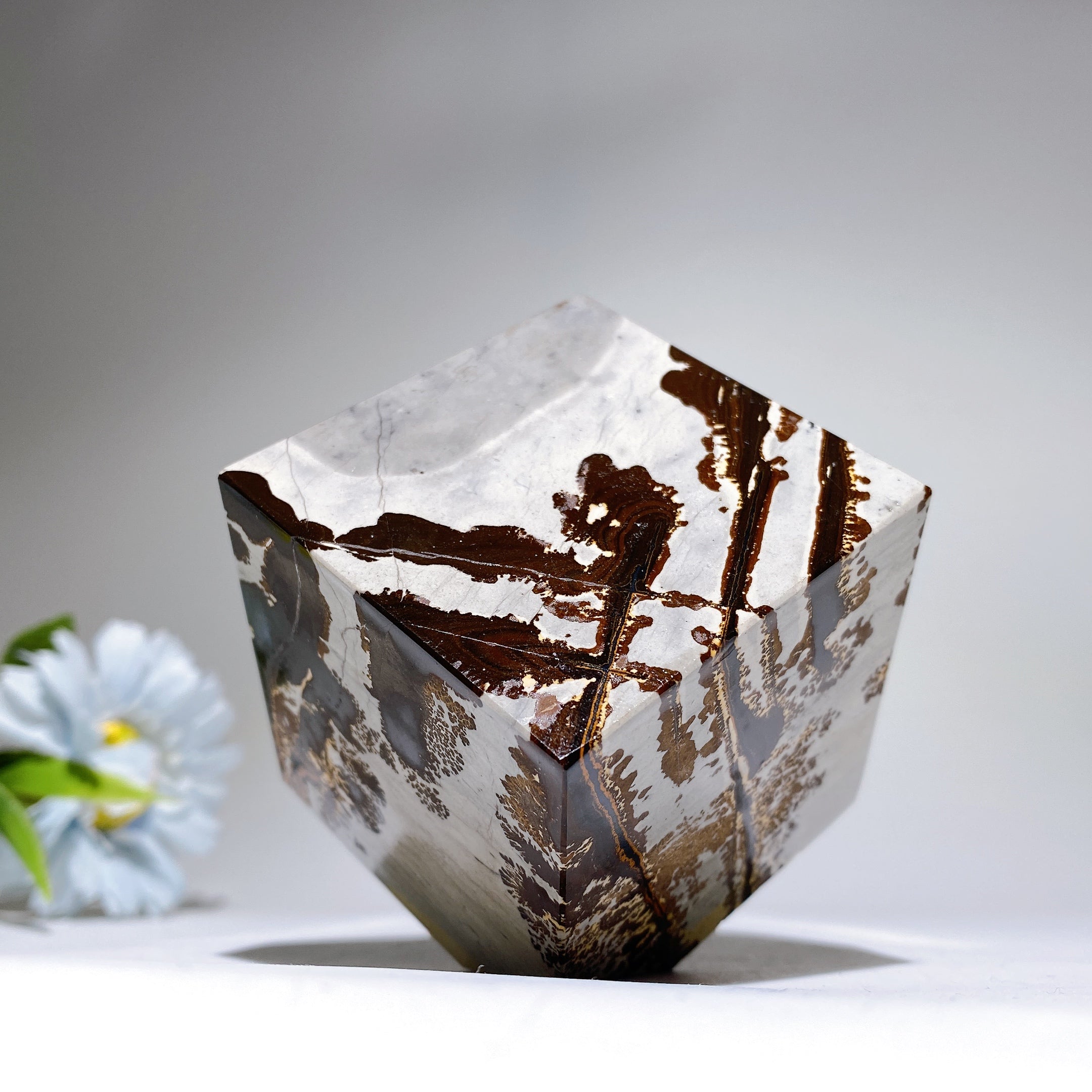 2.3 Inch Picture Jasper Cube Crystal Figurine for Healing