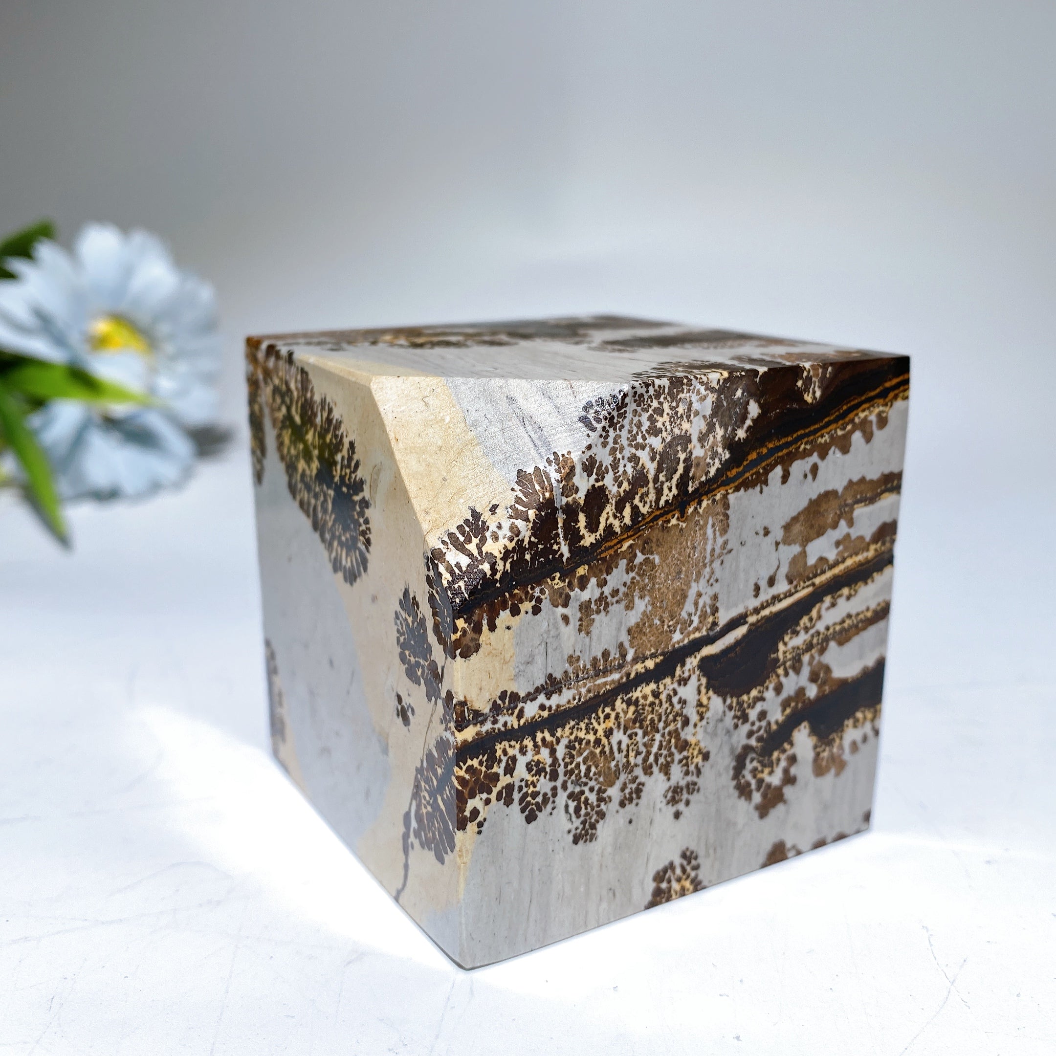 2.3 Inch Picture Jasper Cube Crystal Figurine for Healing