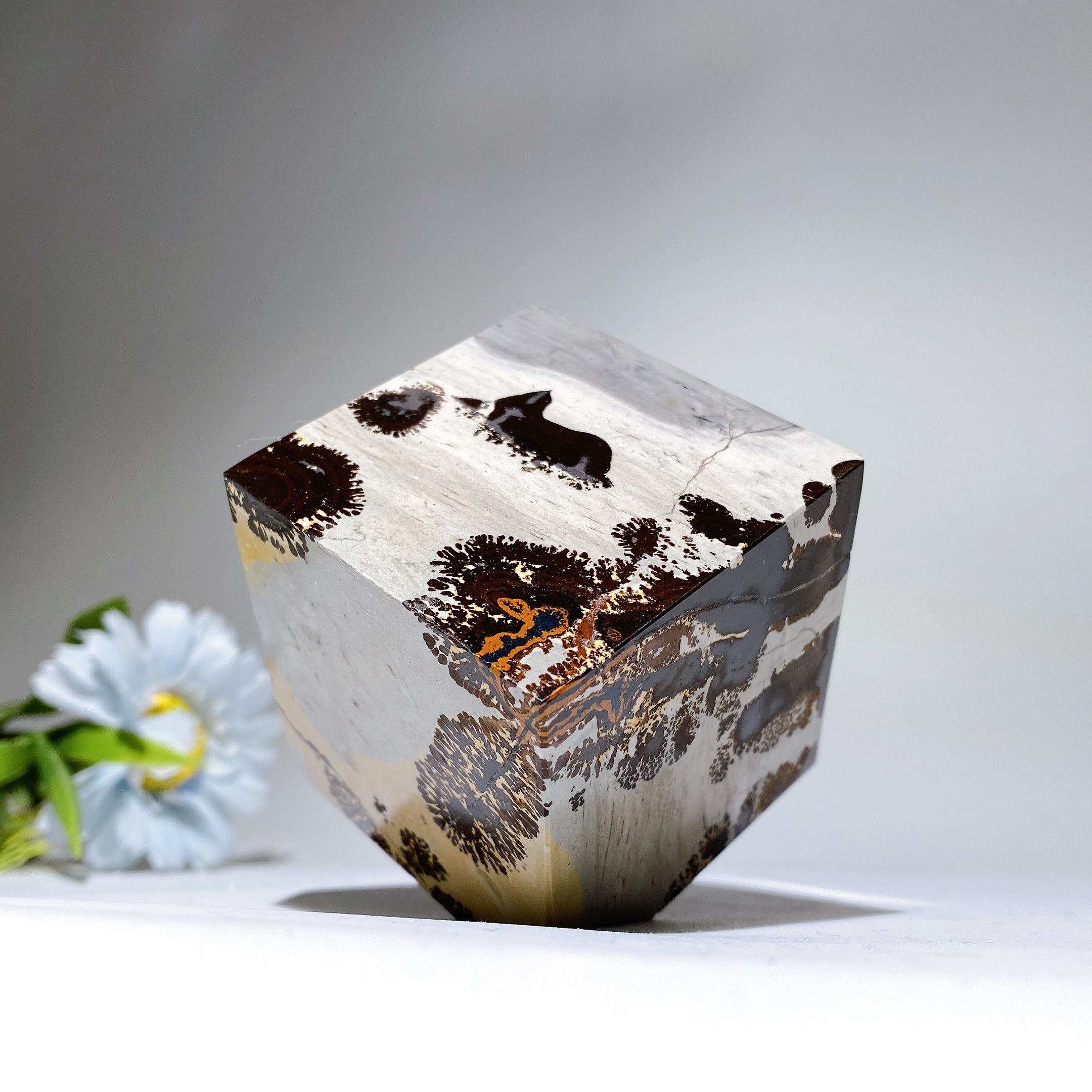 2.3 Inch Picture Jasper Cube Crystal Figurine for Healing