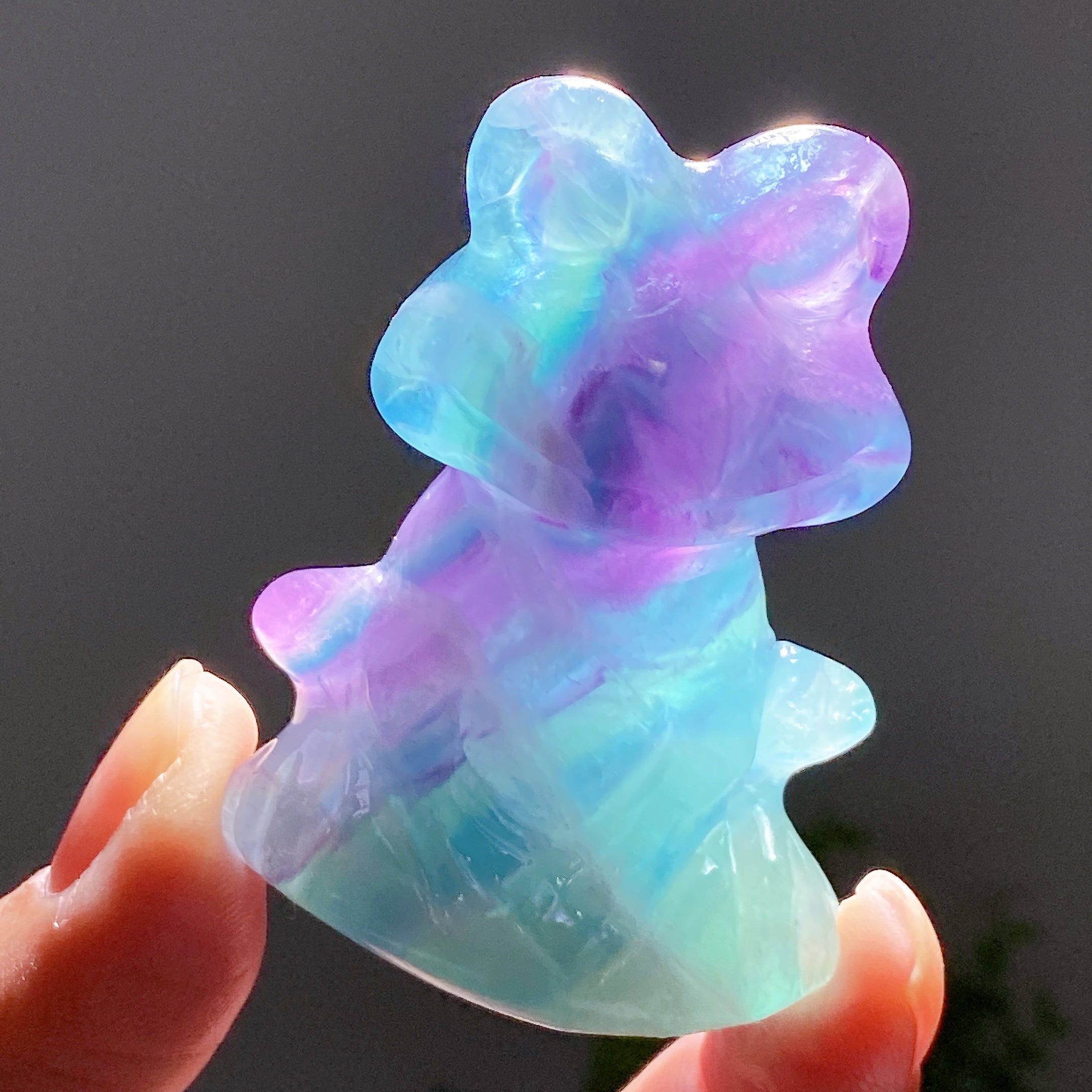 2.3 inch Rainbow Fluorite Crystal Frog for Healing