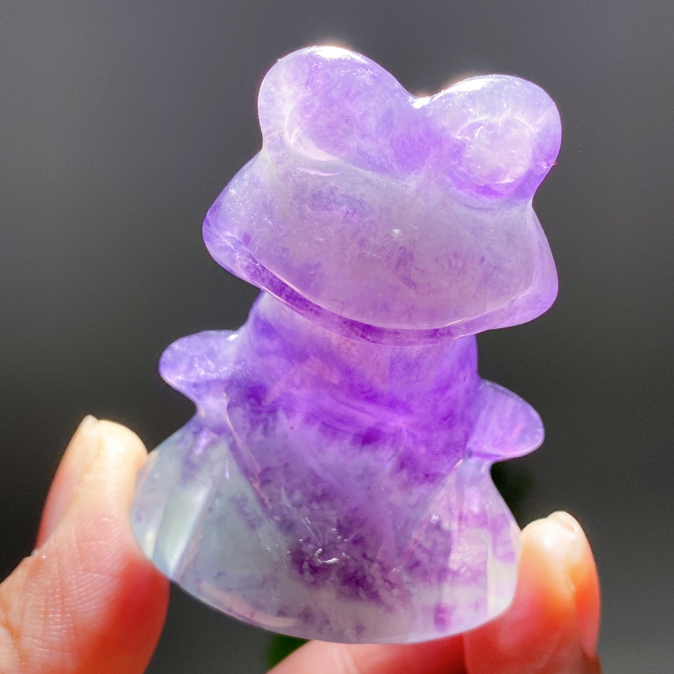 2.3 inch Rainbow Fluorite Crystal Frog for Healing