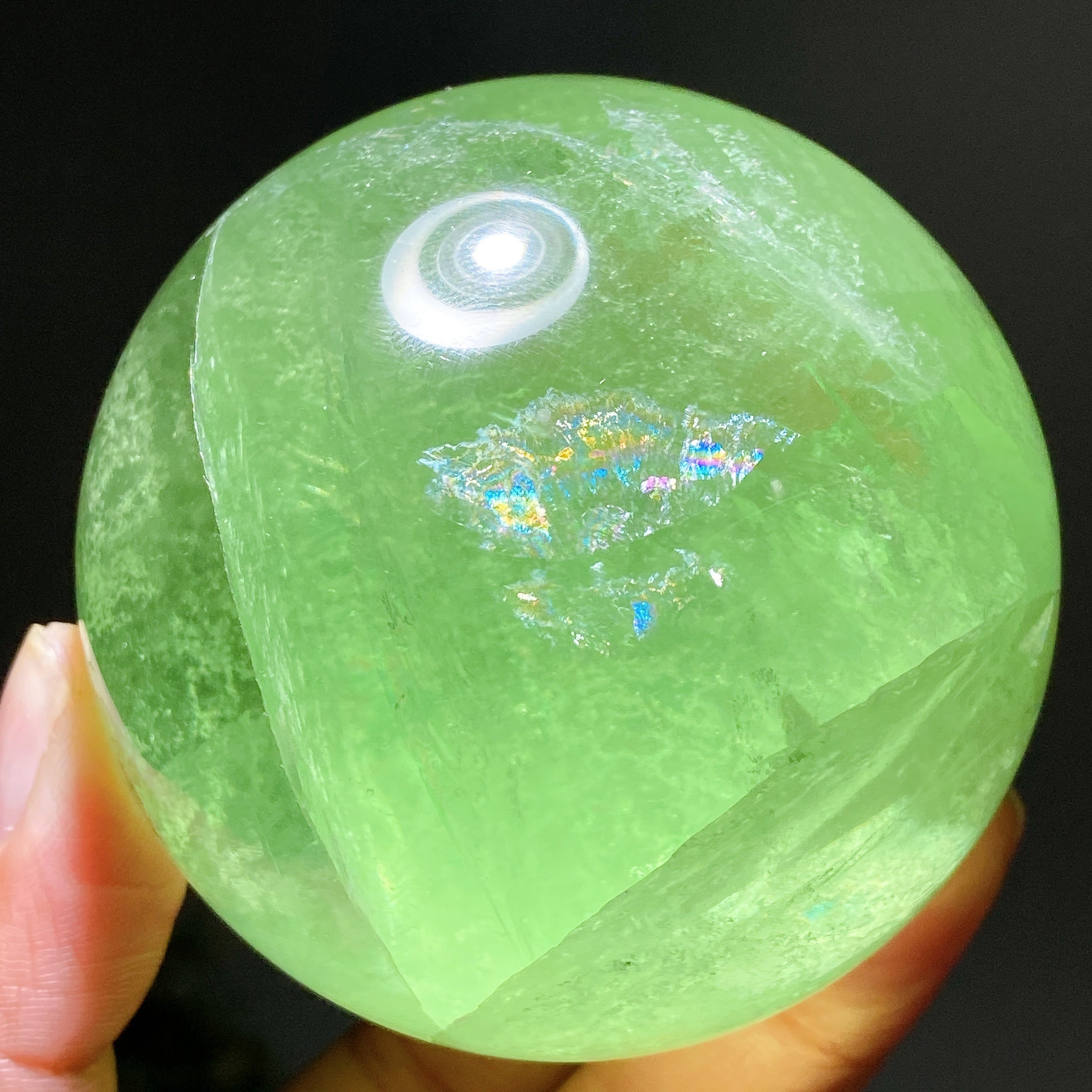 2-3 inch Rainbow Green Fluorite Healing Sphere