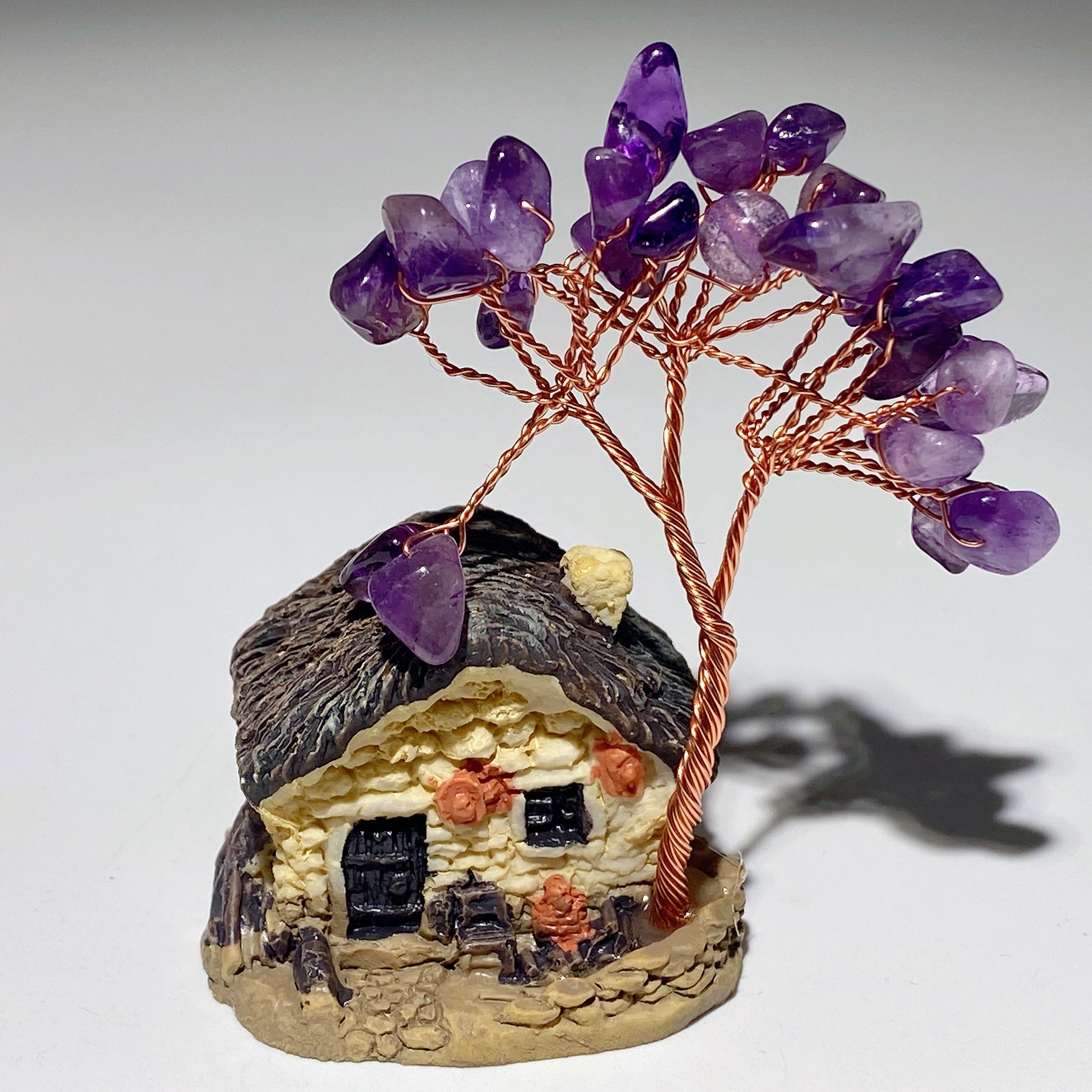 2.3 Inch Resin House Crystal Chips Healing Tree Decor