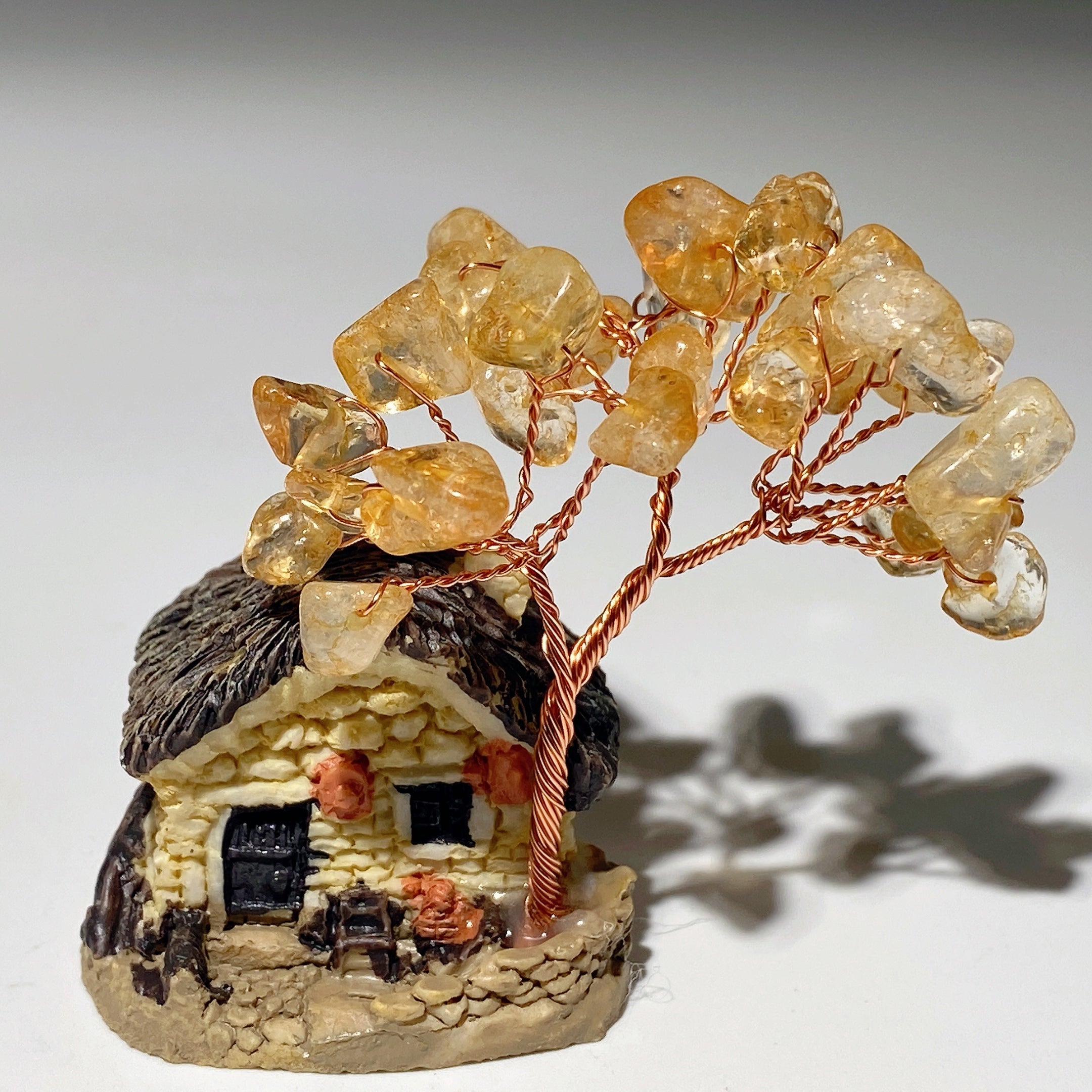 2.3 Inch Resin House Crystal Chips Healing Tree Decor